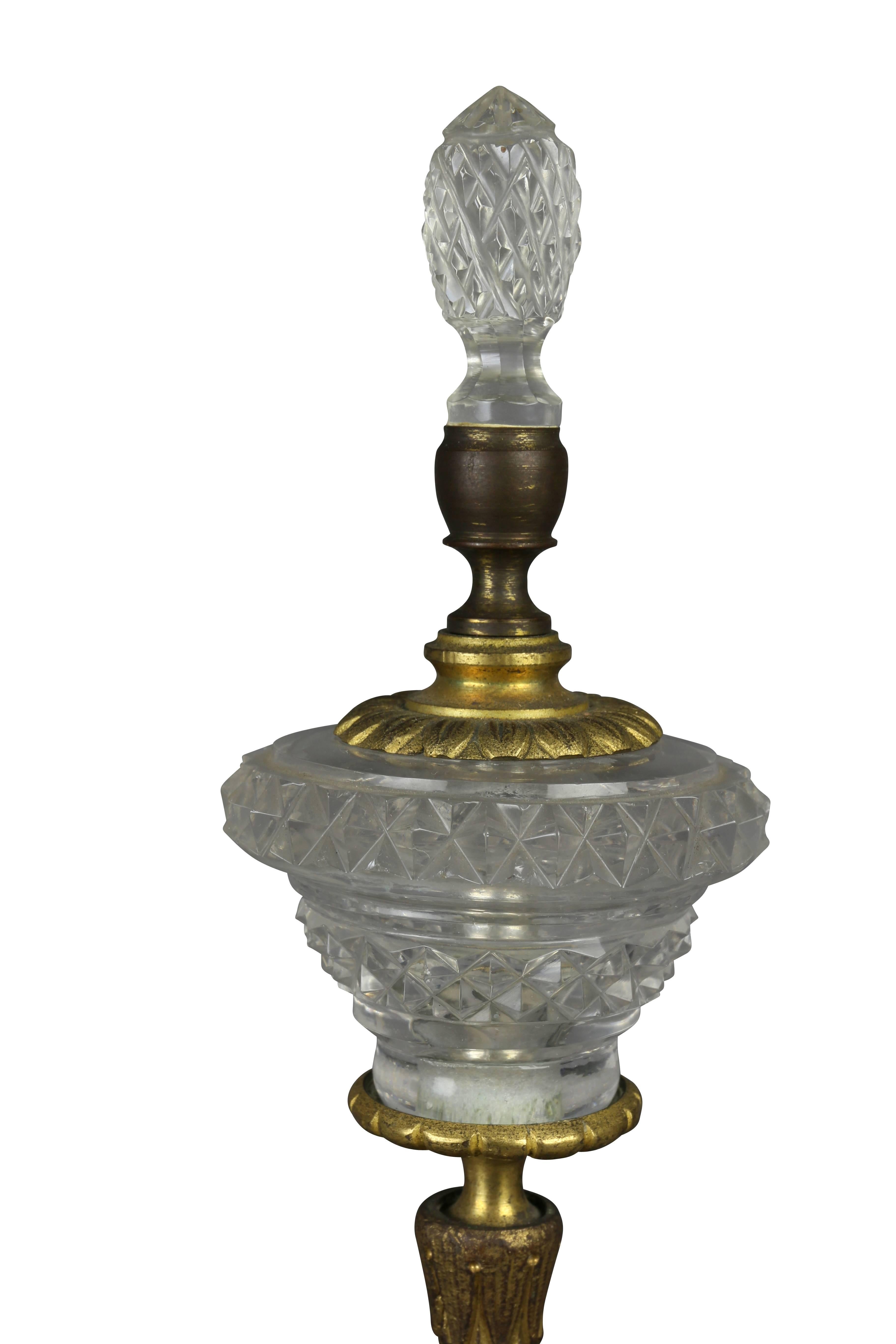 Early 19th Century Pair of Regency Cut Glass and Gilt Bronze Candelabra