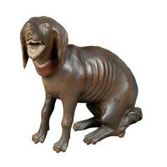 Unusual Painted and Carved Wood Dog 2