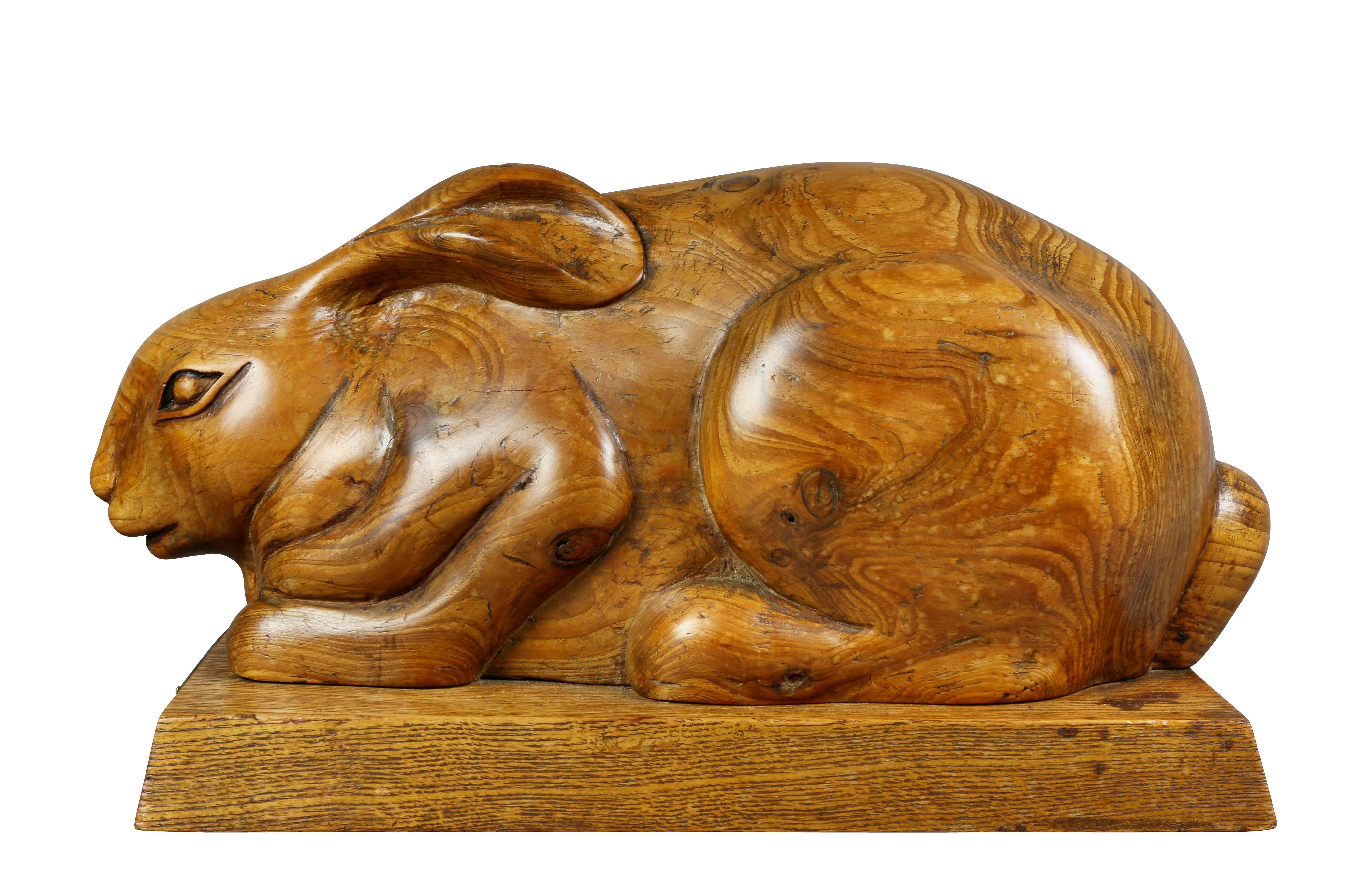 Scottish Carved Presentation Yewwood Figure of a Rabbit 1