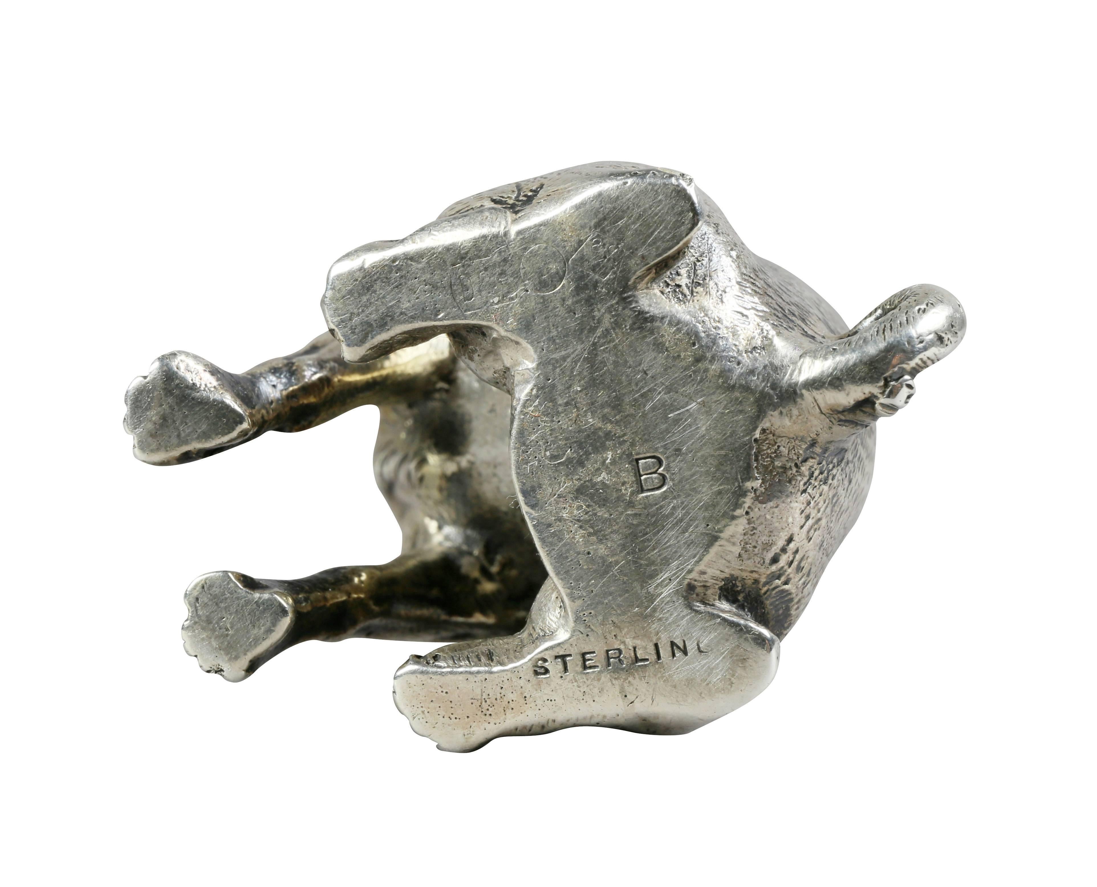 Sterling Silver Figural Salt Shaker of a Pug 2