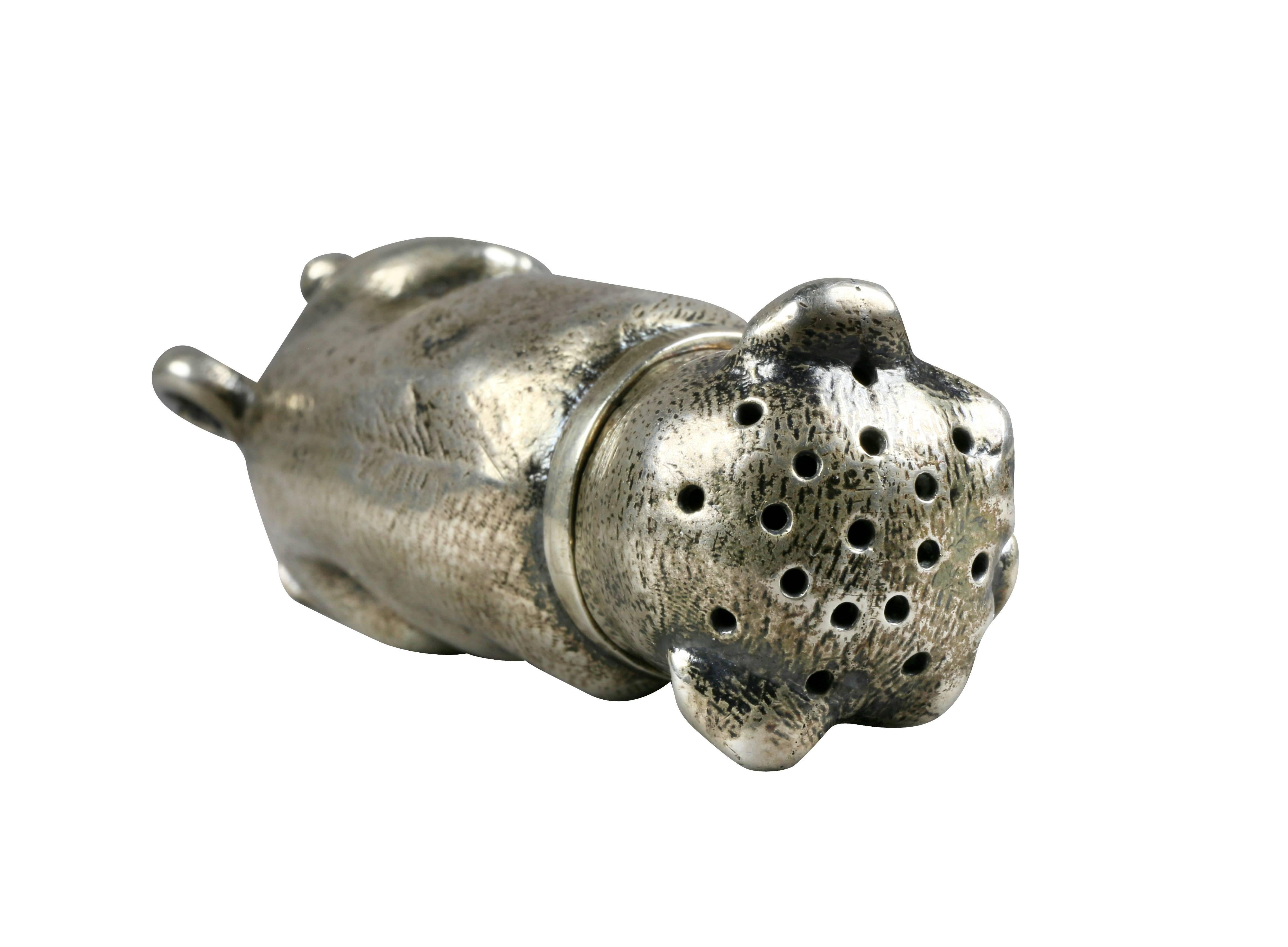 Sterling Silver Figural Salt Shaker of a Pug 1