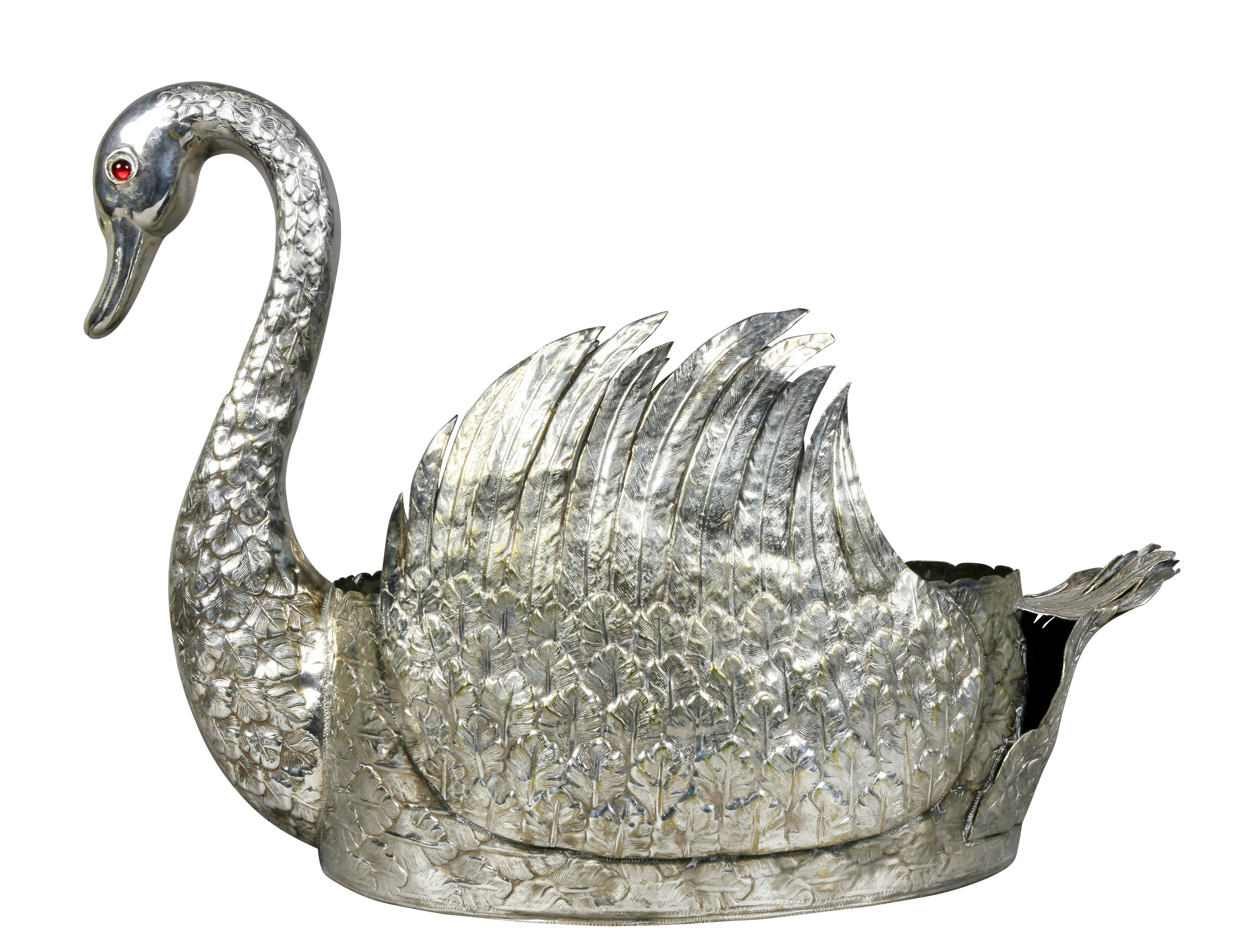 European Silver Plated Swan Centerpiece