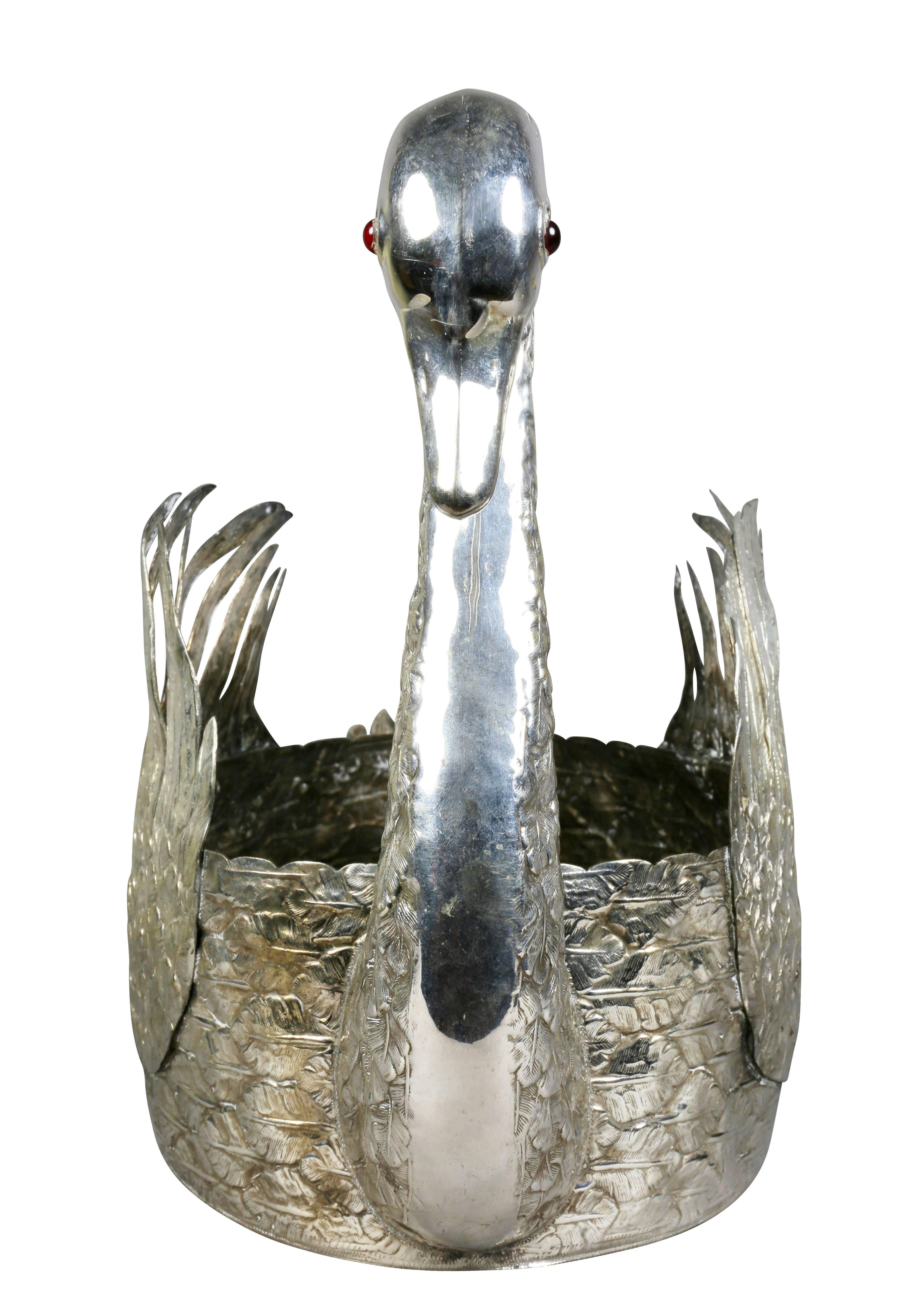 Mid-20th Century Silver Plated Swan Centerpiece