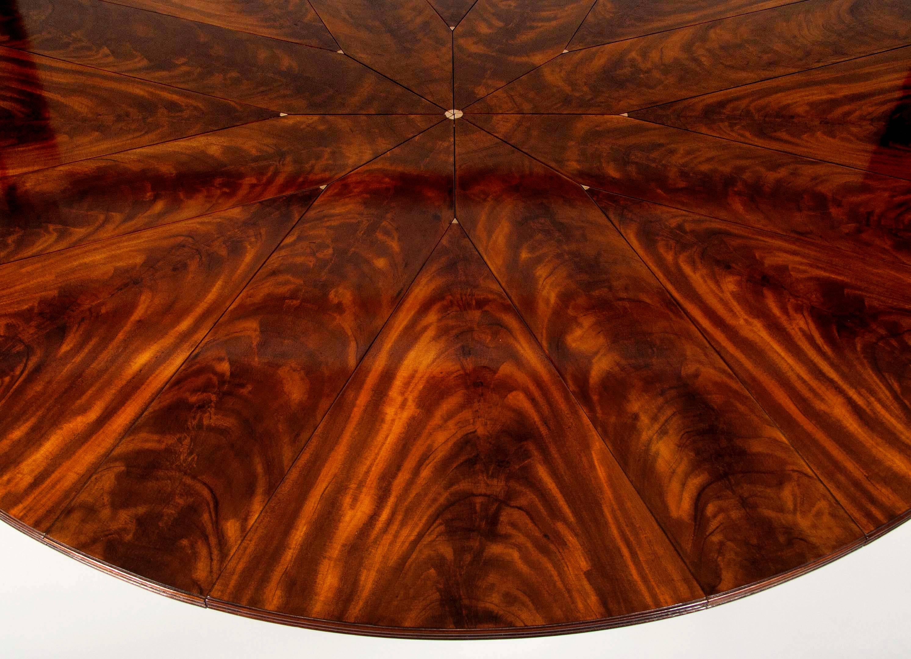 Smith and Watson Regency Style Figured Mahogany Capstan Dining Table In Excellent Condition In Essex, MA