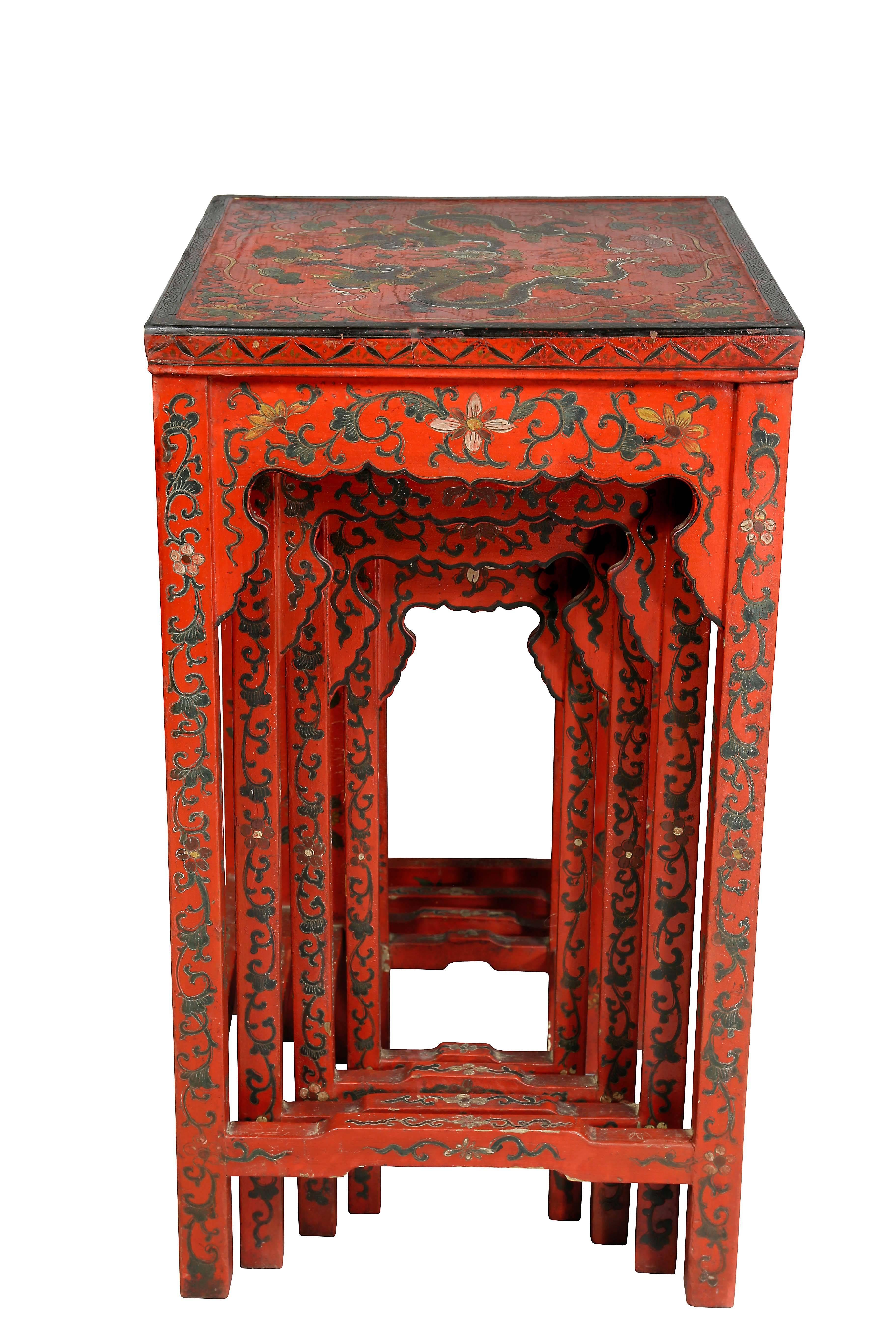Nest of Four Chinese Red Lacquered Tables 3