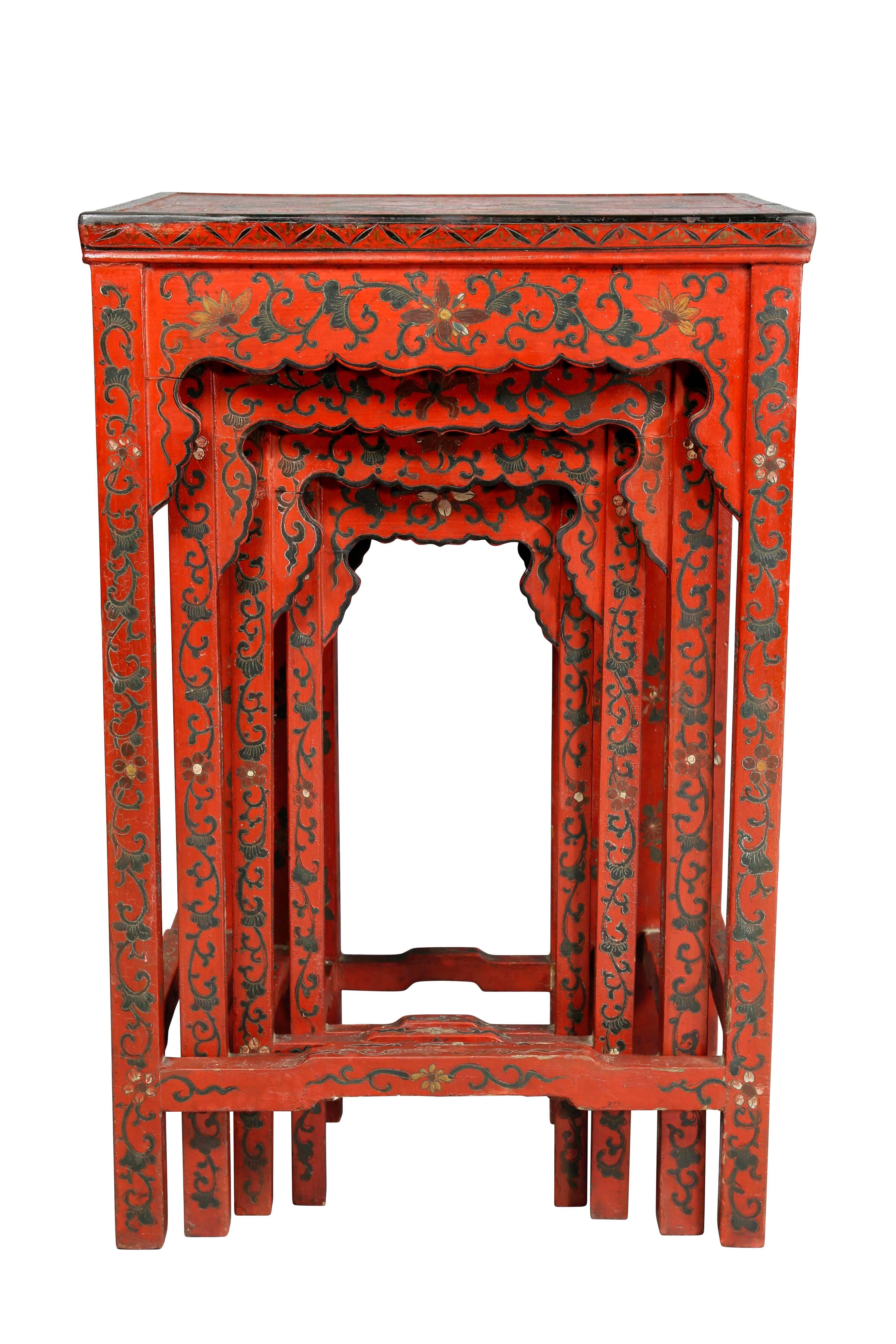 Nest of Four Chinese Red Lacquered Tables 5