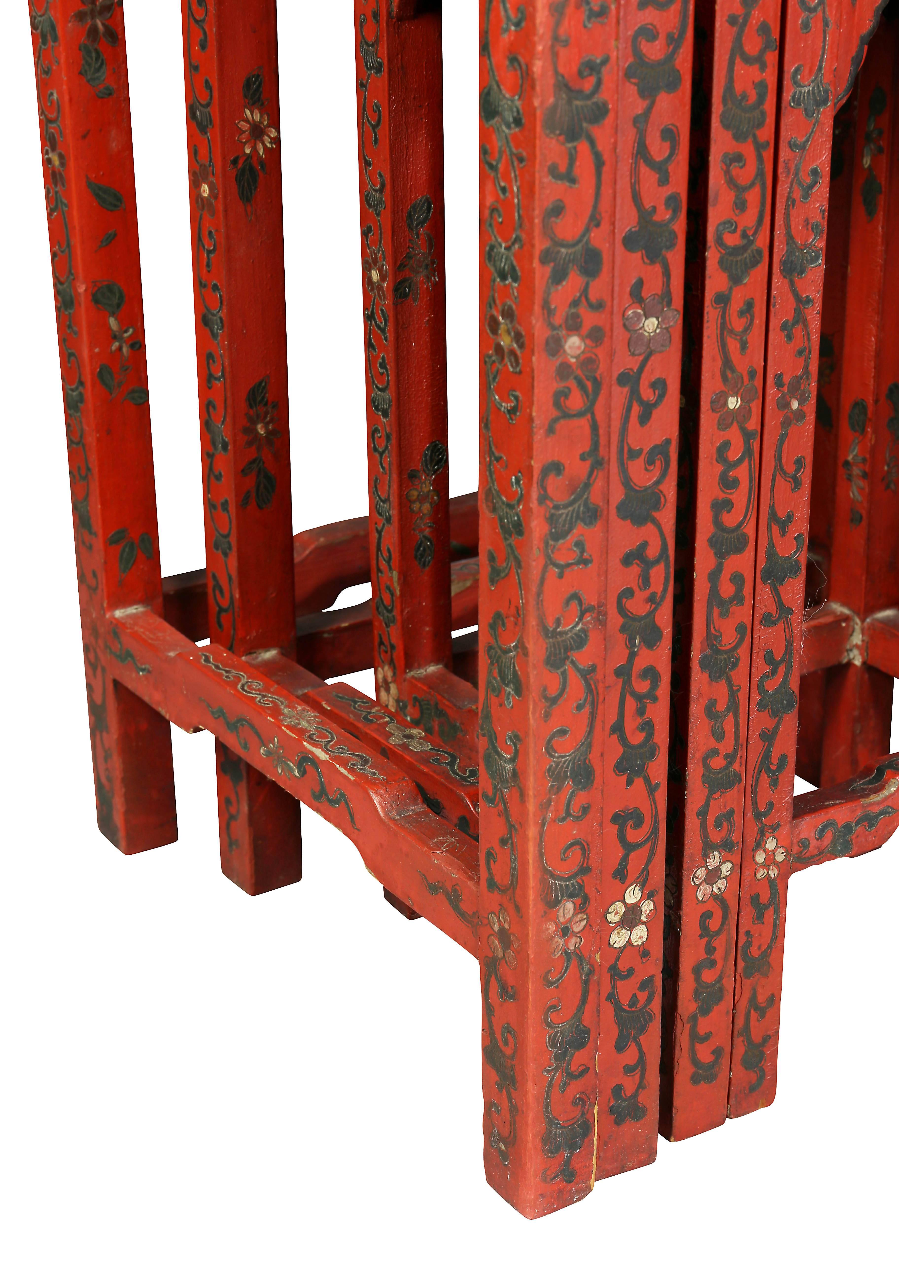 Nest of Four Chinese Red Lacquered Tables 2