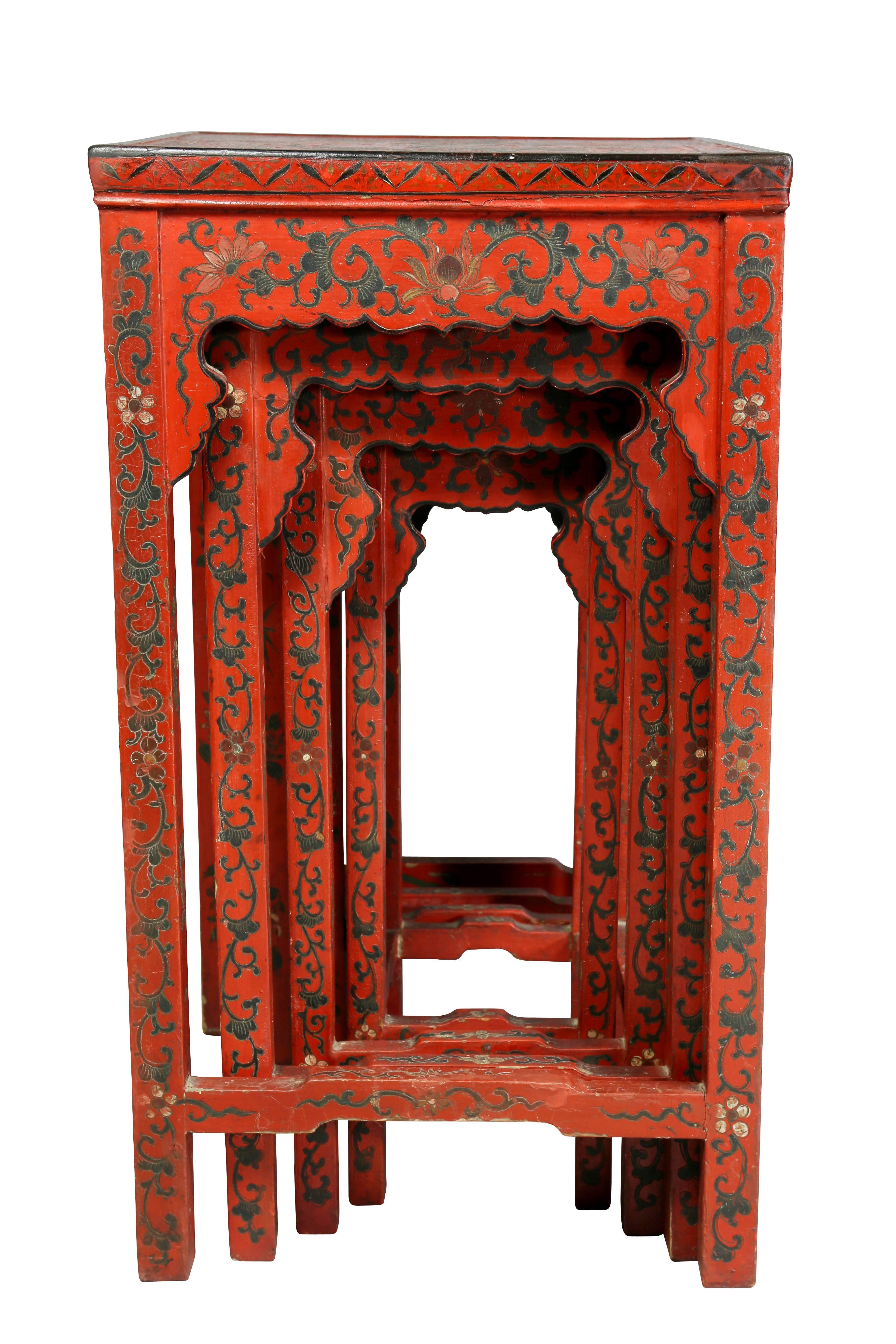 Nest of Four Chinese Red Lacquered Tables 4