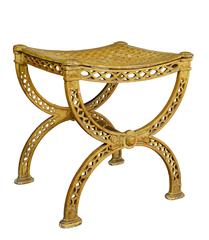 Pair of Neoclassic Yellow Painted Cast Iron Stools