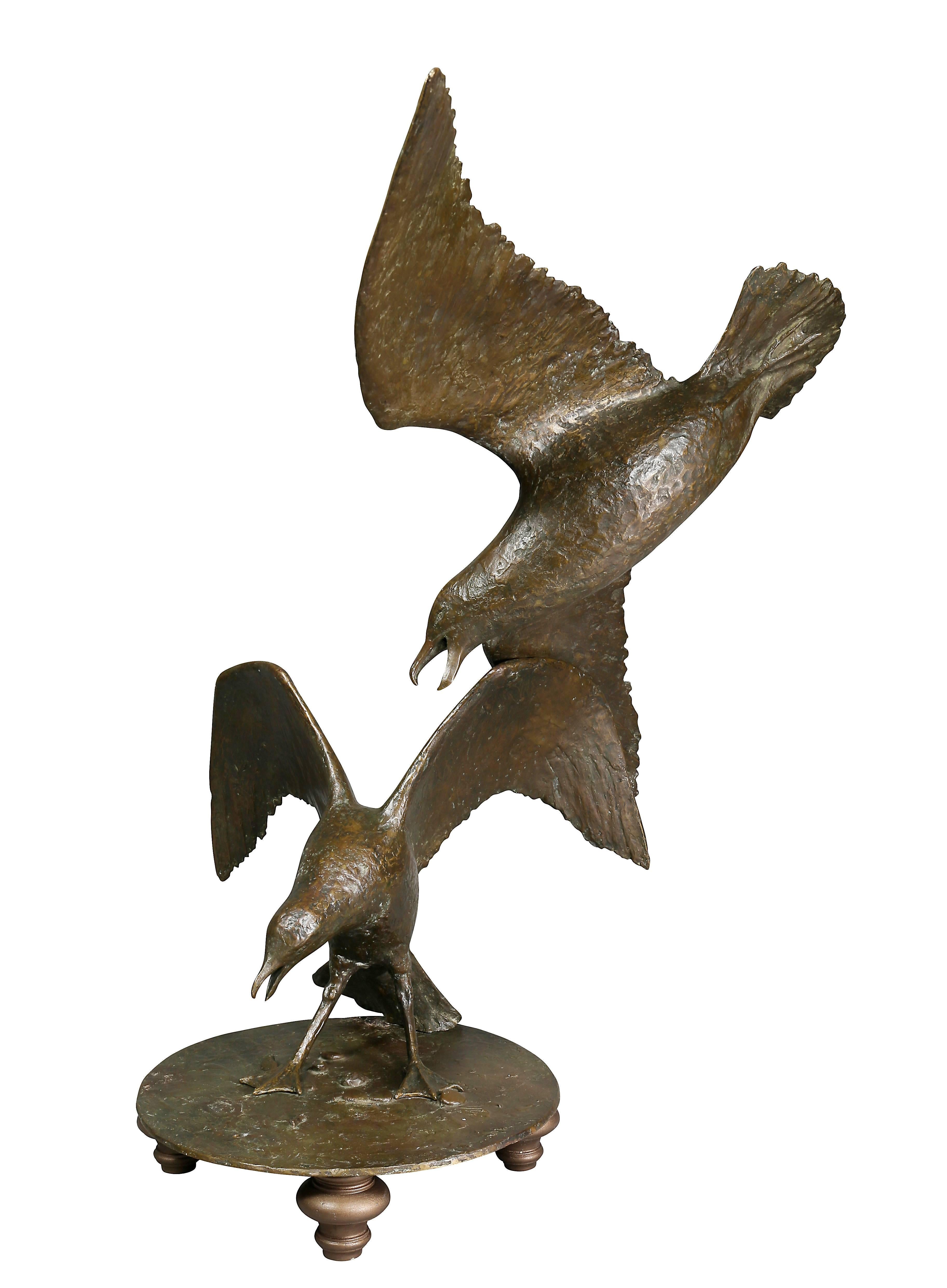 American Large Bronze Sculpture of Seagulls by Beverly Benson Seamans