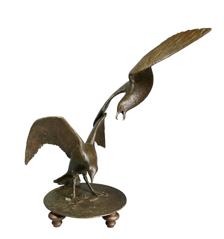 Large Bronze Sculpture of Seagulls by Beverly Benson Seamans For Sale at 1stDibs