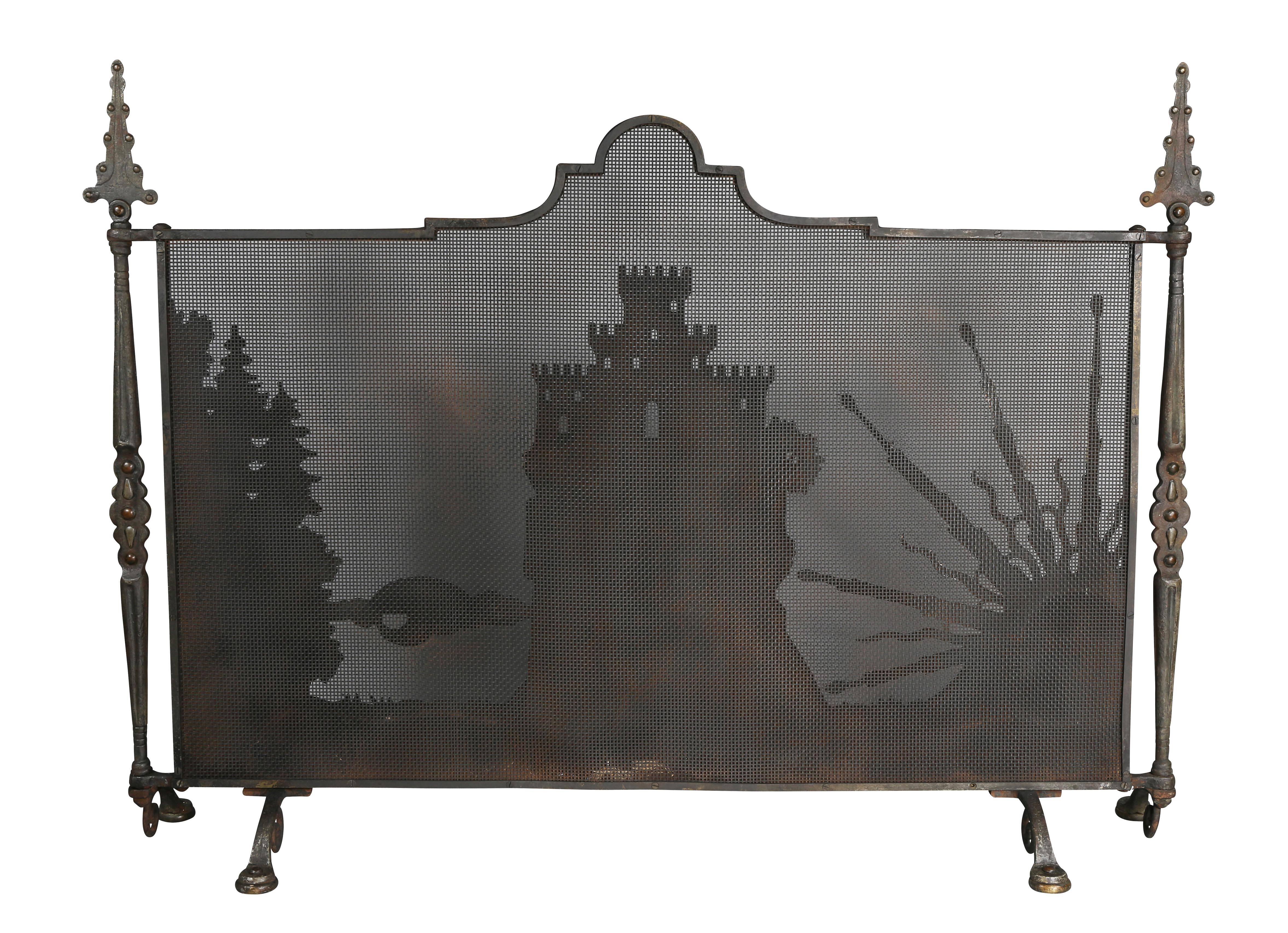 Arts & Crafts Wrought Iron and Bronze Firescreen 2