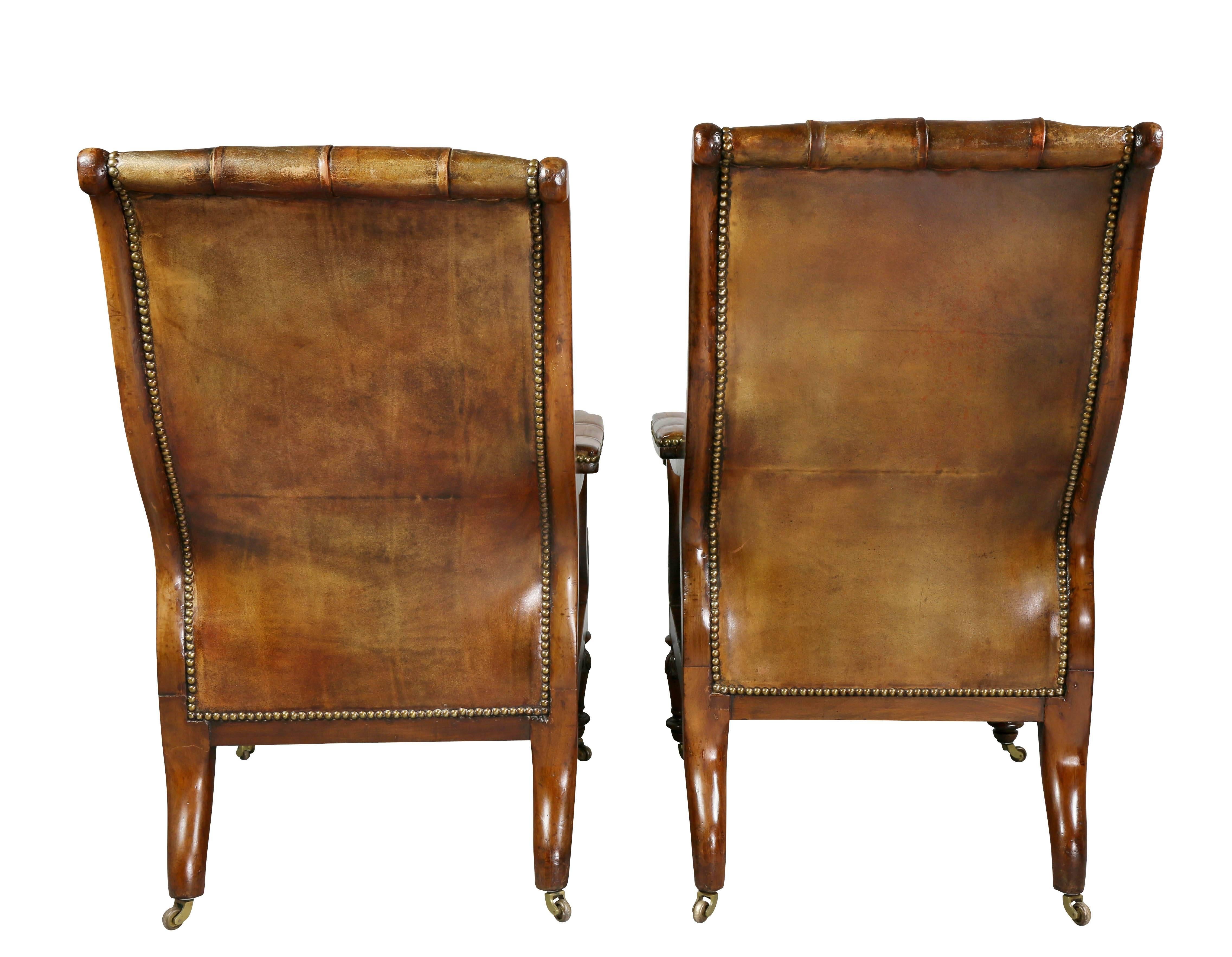 Pair of Late Regency Mahogany and Leather Armchairs 4