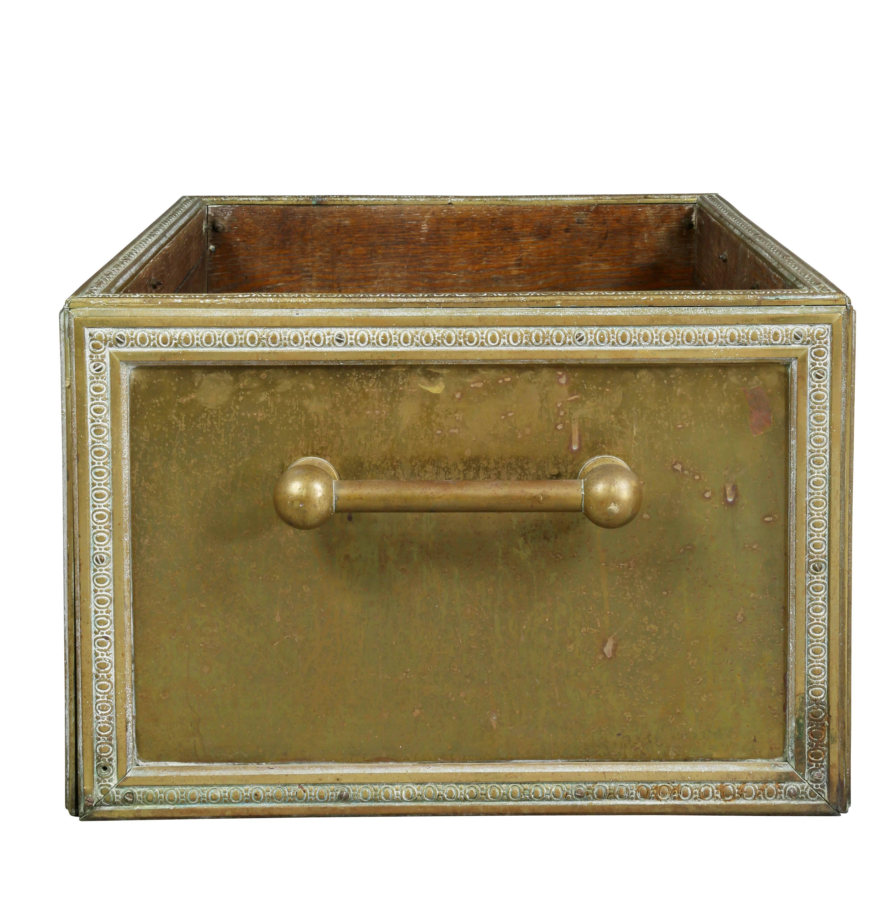 Large Victorian Brass Wood Bin or Planter In Good Condition In Essex, MA