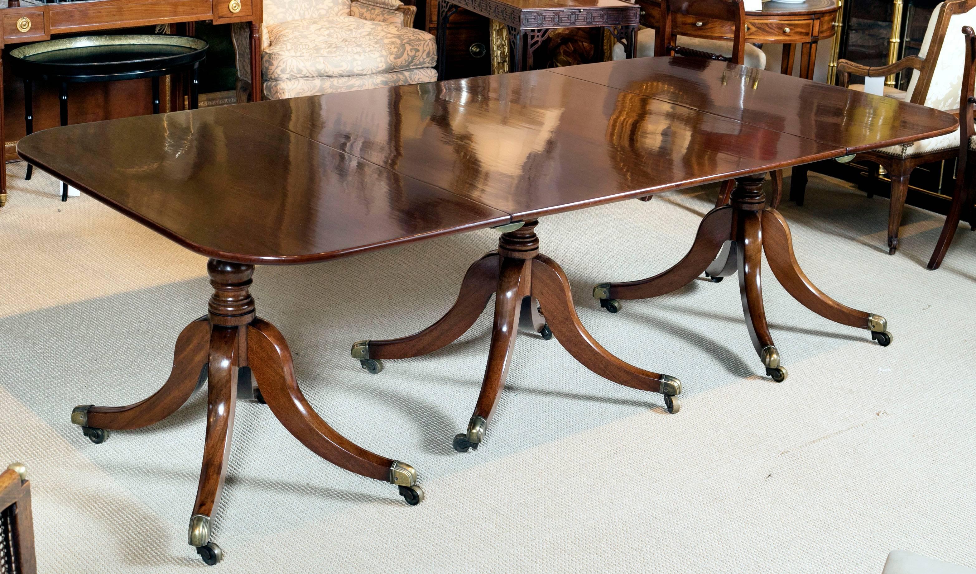 Great Britain (UK) Regency Mahogany Three Pedestal Dining Table