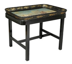 Regency Papier Mache Tray Table with Nautical Scene