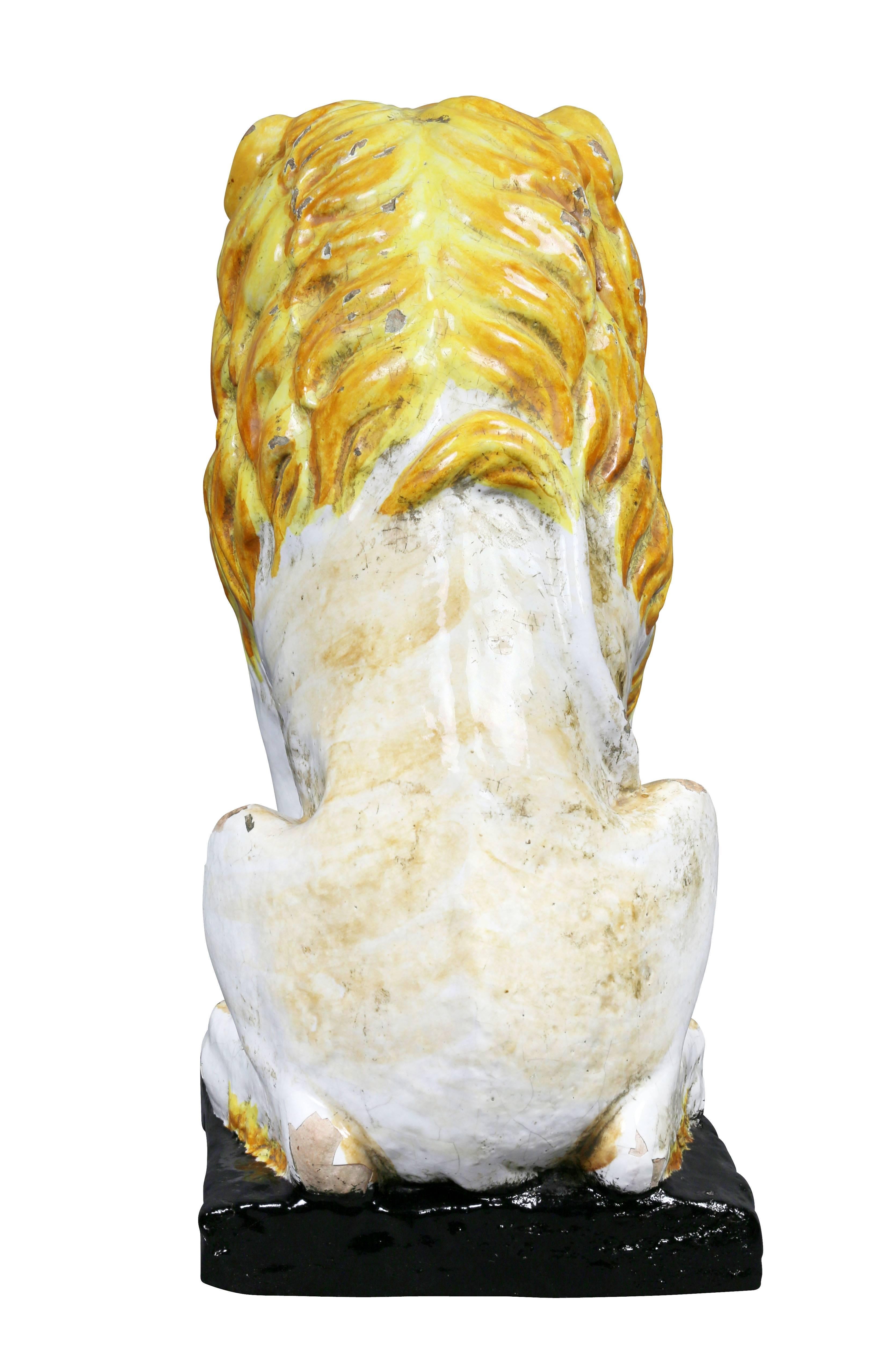 Italian Majolica Figure of a Lion 1