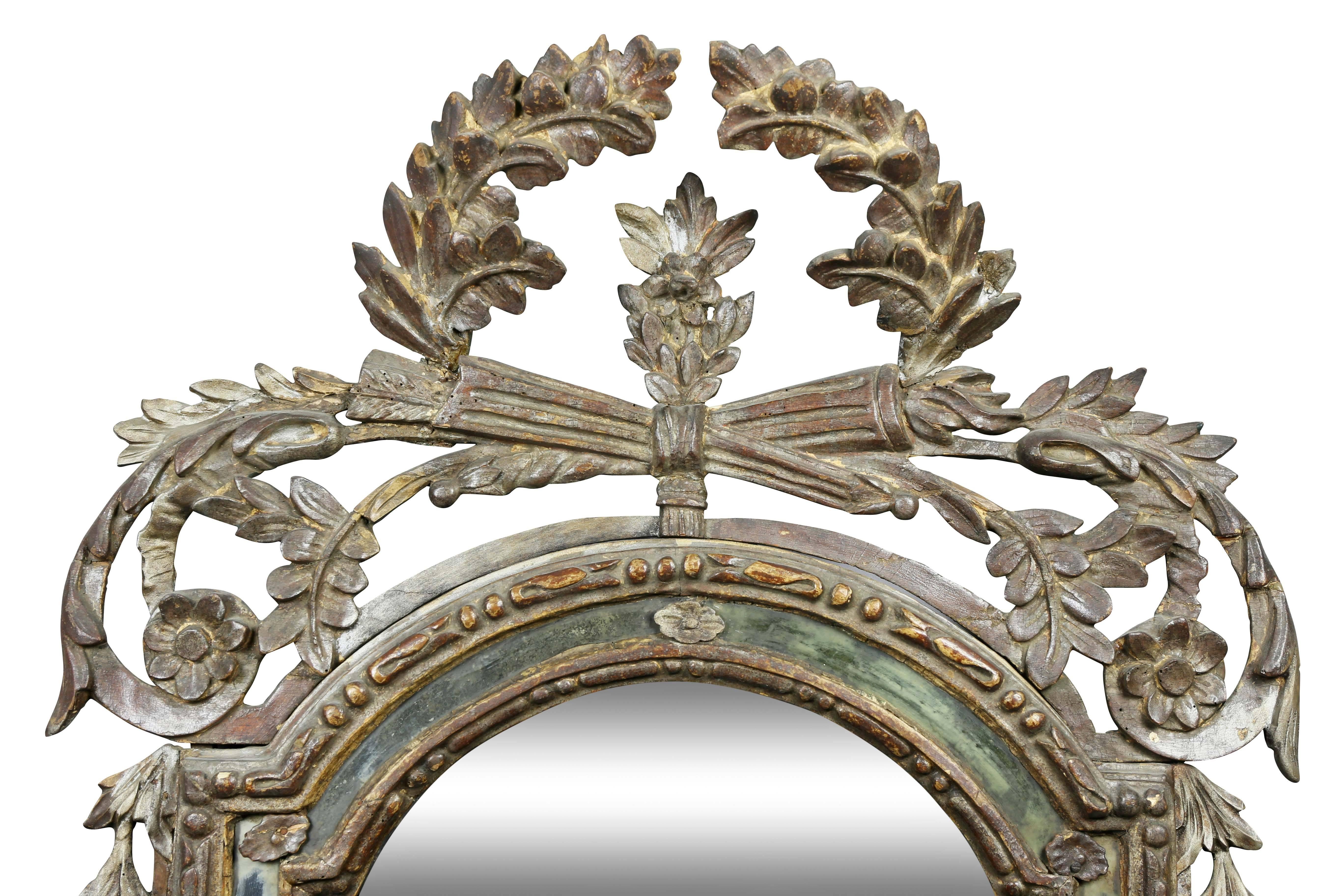 With arched wreath form crest over a mirror with an inner mirrored band, Fogg Estate, Boston Mass.