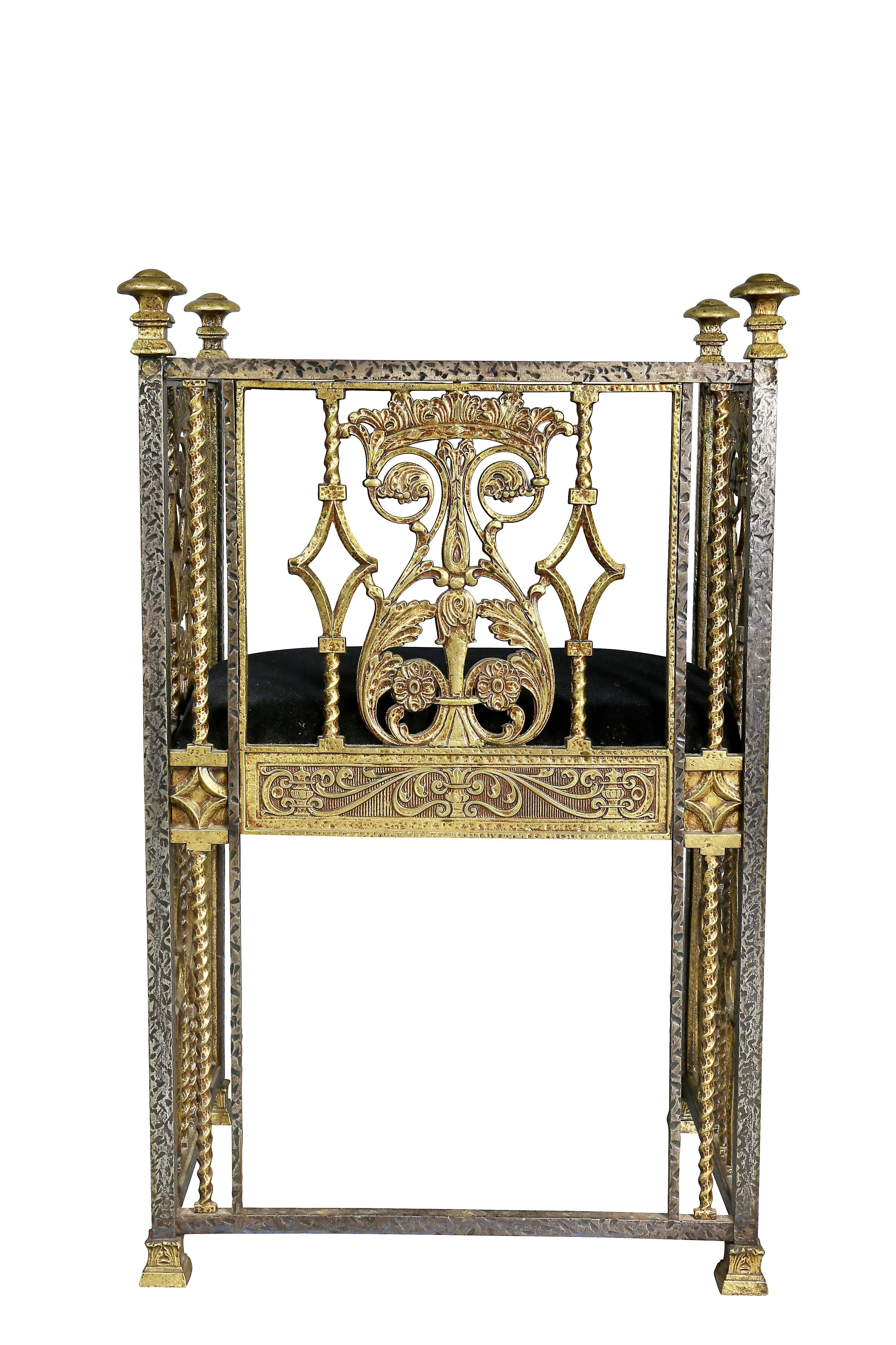 Oscar Bach Wrought Iron and Bronze Hall Chair 4