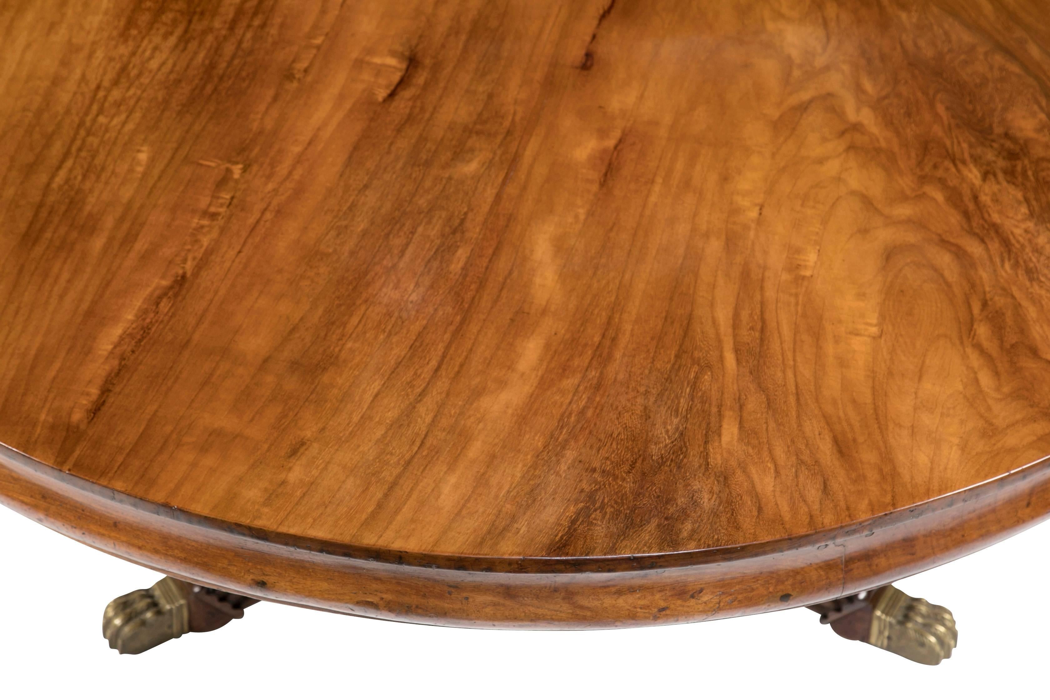  Anglo-Indian Padouk Wood Circular Center/Dining Table In Good Condition In Essex, MA