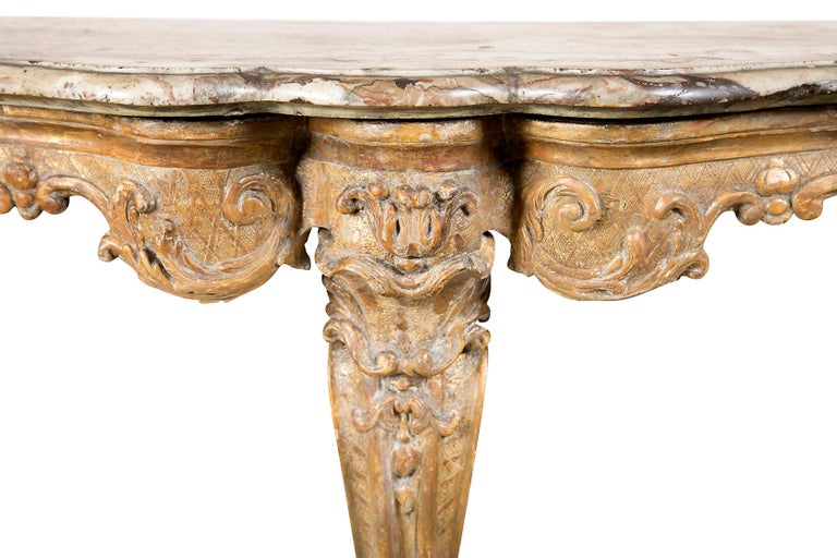 Pair of Regence Giltwood and Marble-Top Console Tables For Sale at 1stDibs