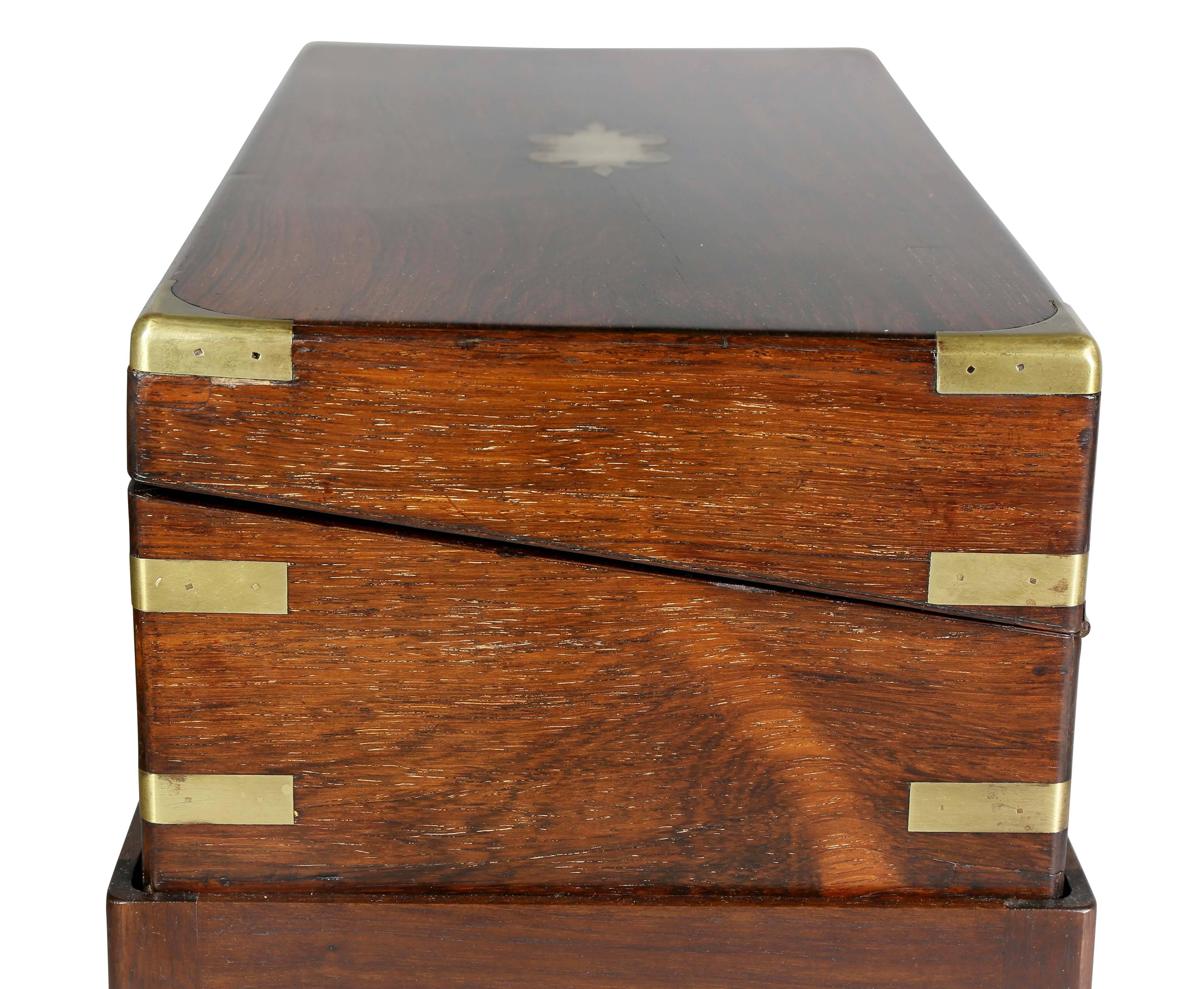 Historic Early Victorian Rosewood and Brass-Mounted Box on Stand 1