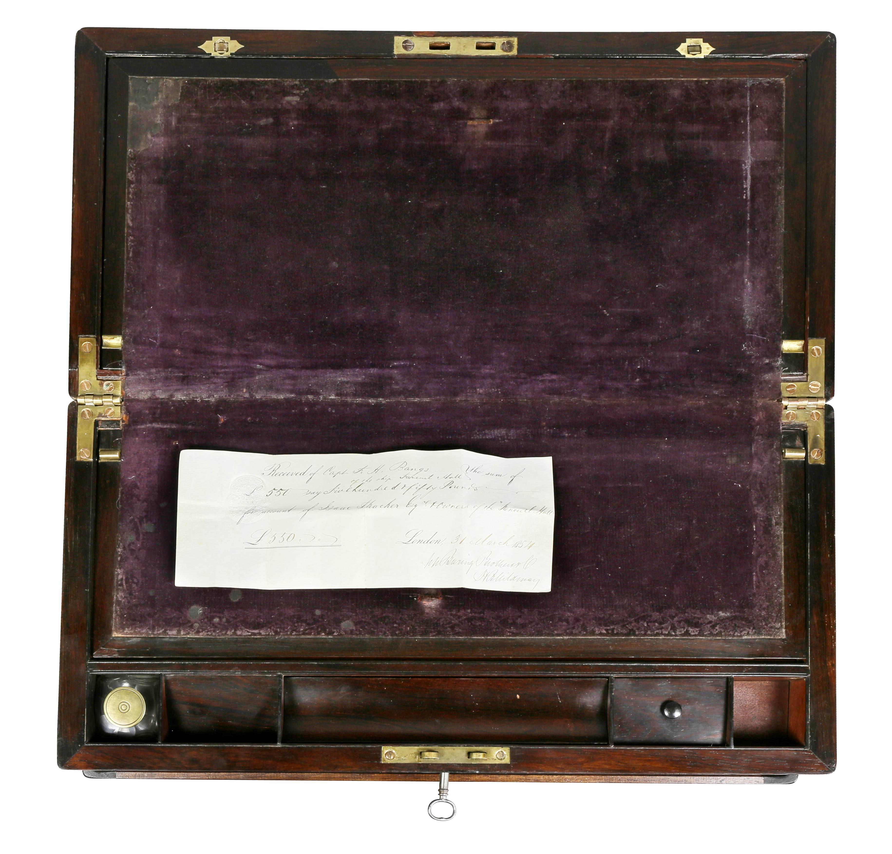 Historic Early Victorian Rosewood and Brass-Mounted Box on Stand In Good Condition In Essex, MA