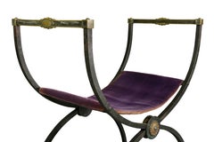 Directoire Style Wrought Iron and Bronze Hall Bench