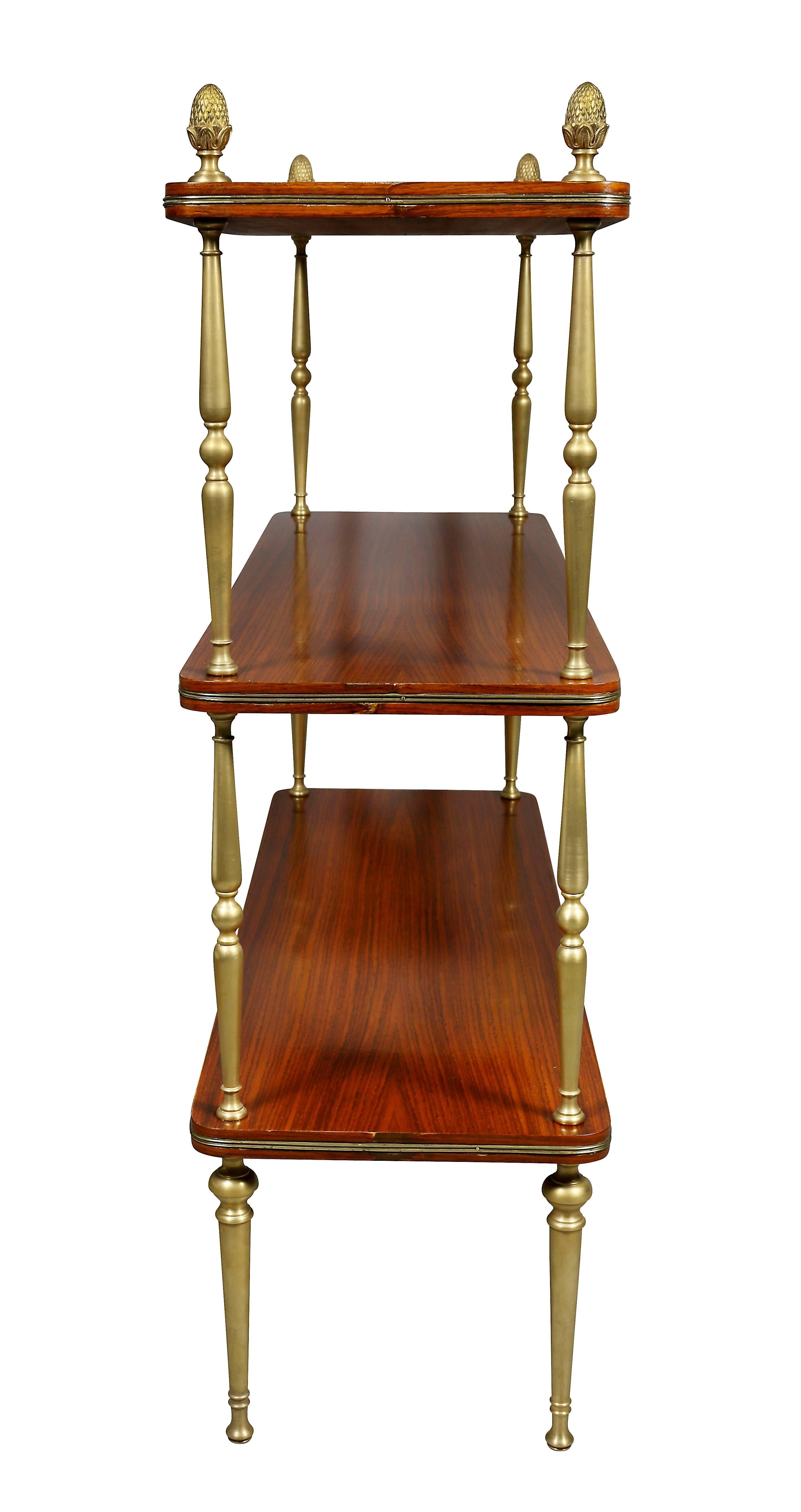 Regency Style Brass and Mahogany Etagere or Bookshelf 2