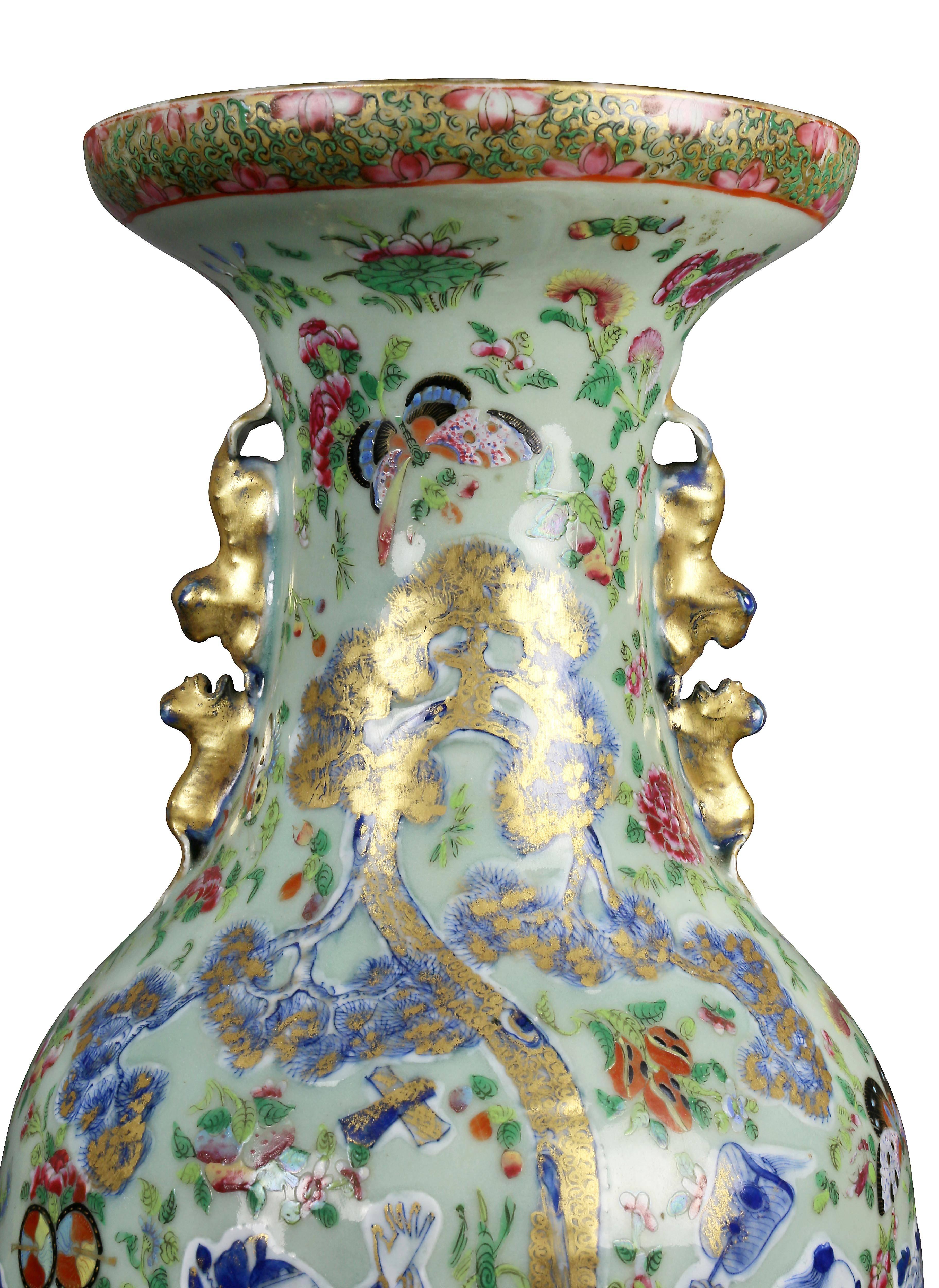 Decorated with figures in a landscape. We have all the original lamp fittings.