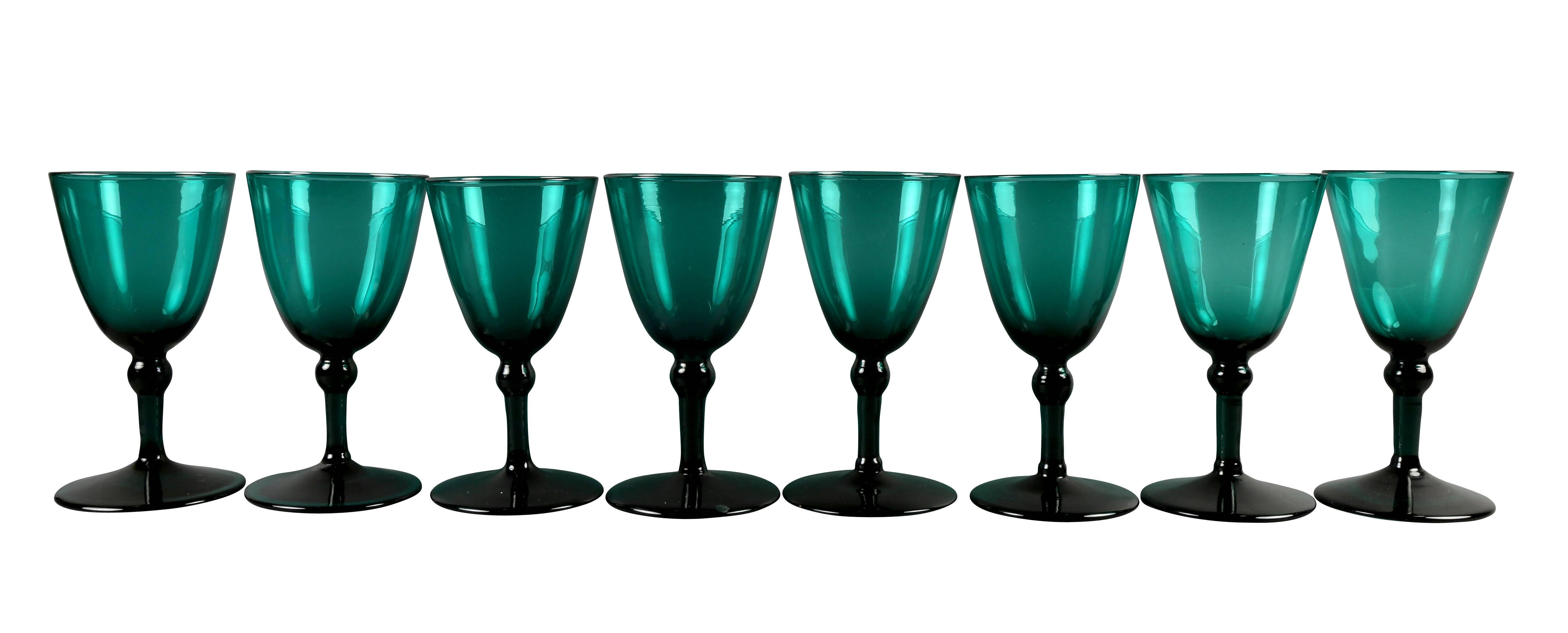 19th Century Collection of 61 Green Glasses