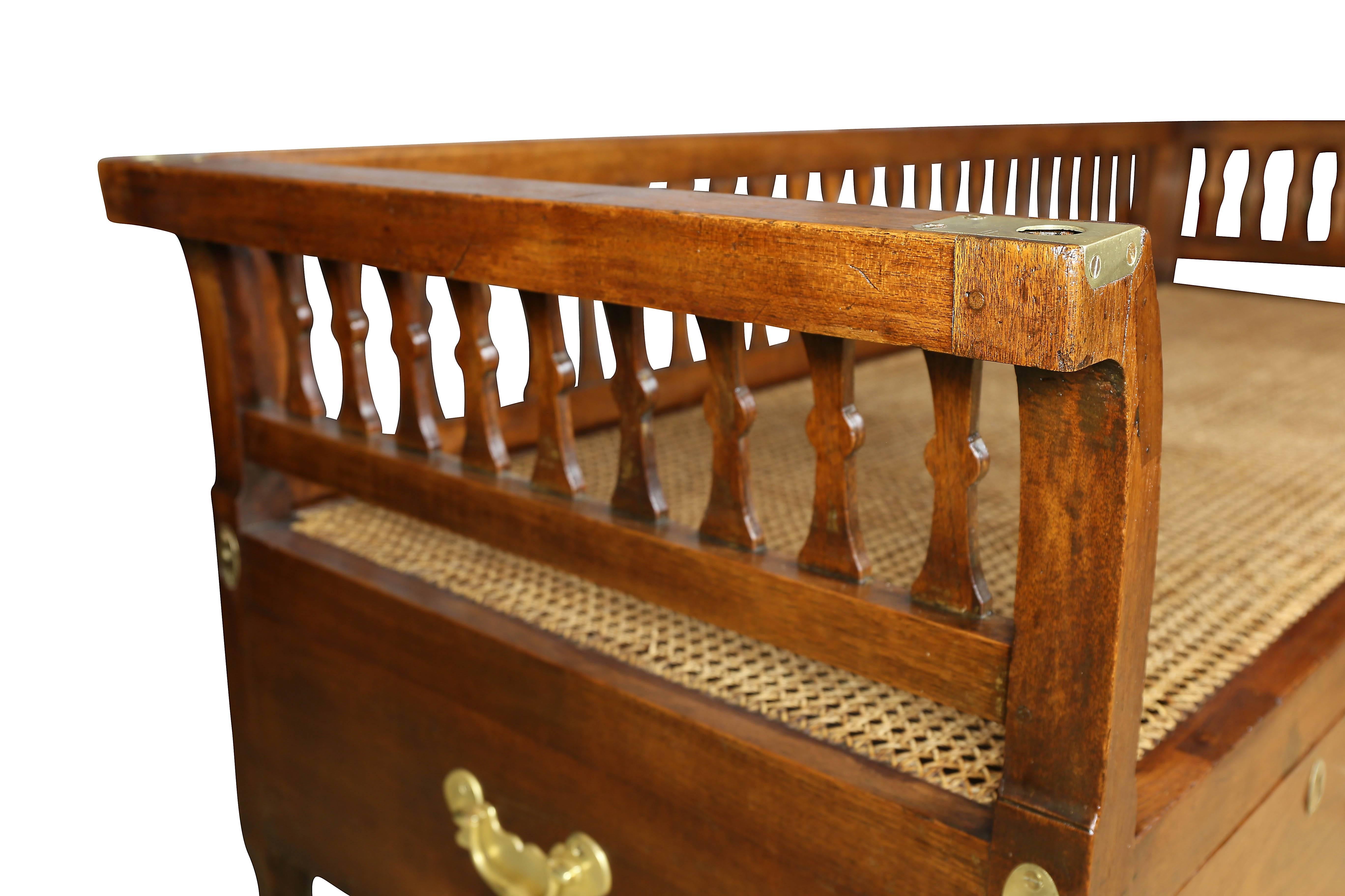 Mid-19th Century Anglo-Indian Teakwood Campaign Daybed