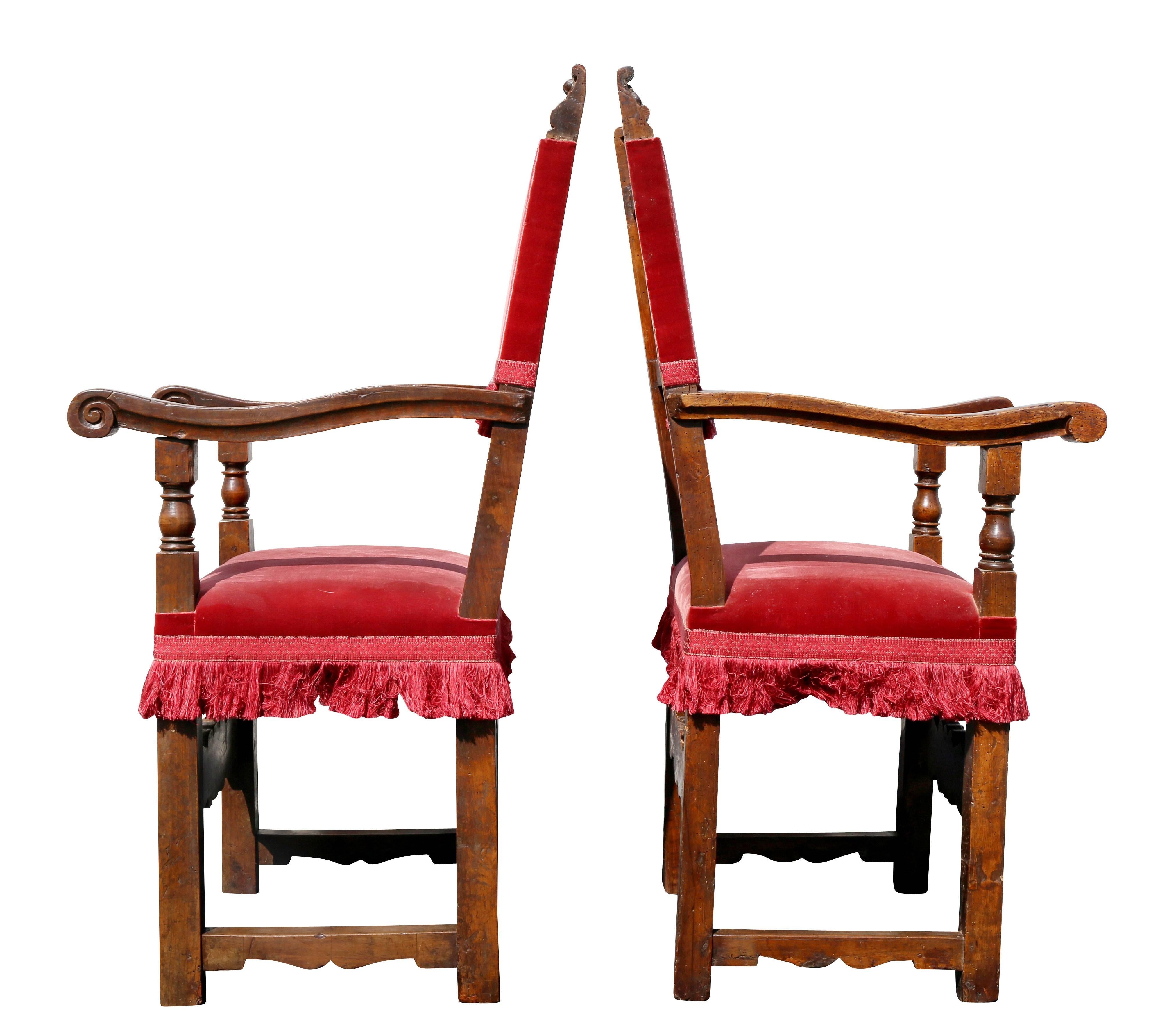 Assembled Set of Six Italian Baroque Walnut Dining Chairs 4