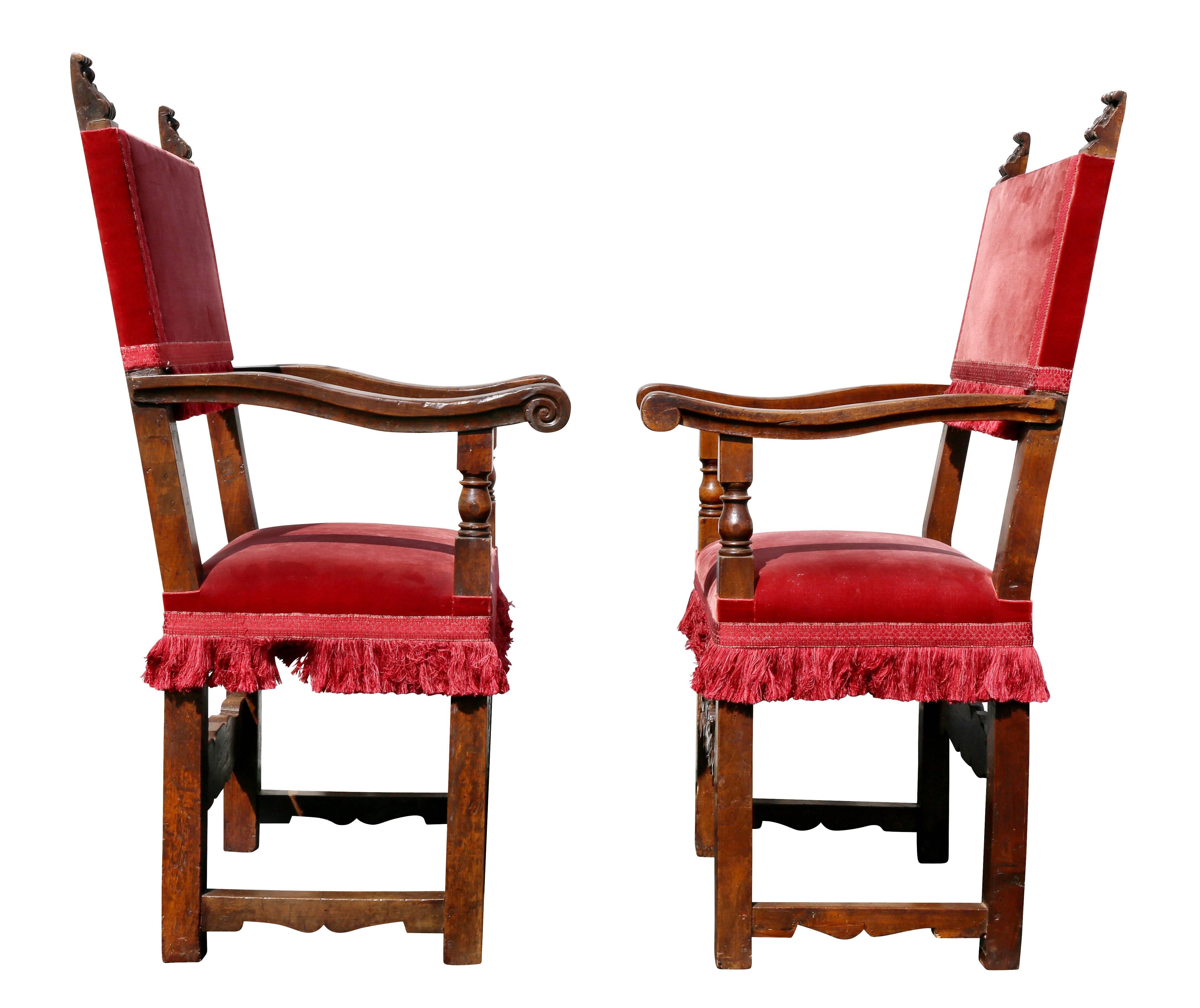 Assembled Set of Six Italian Baroque Walnut Dining Chairs 3