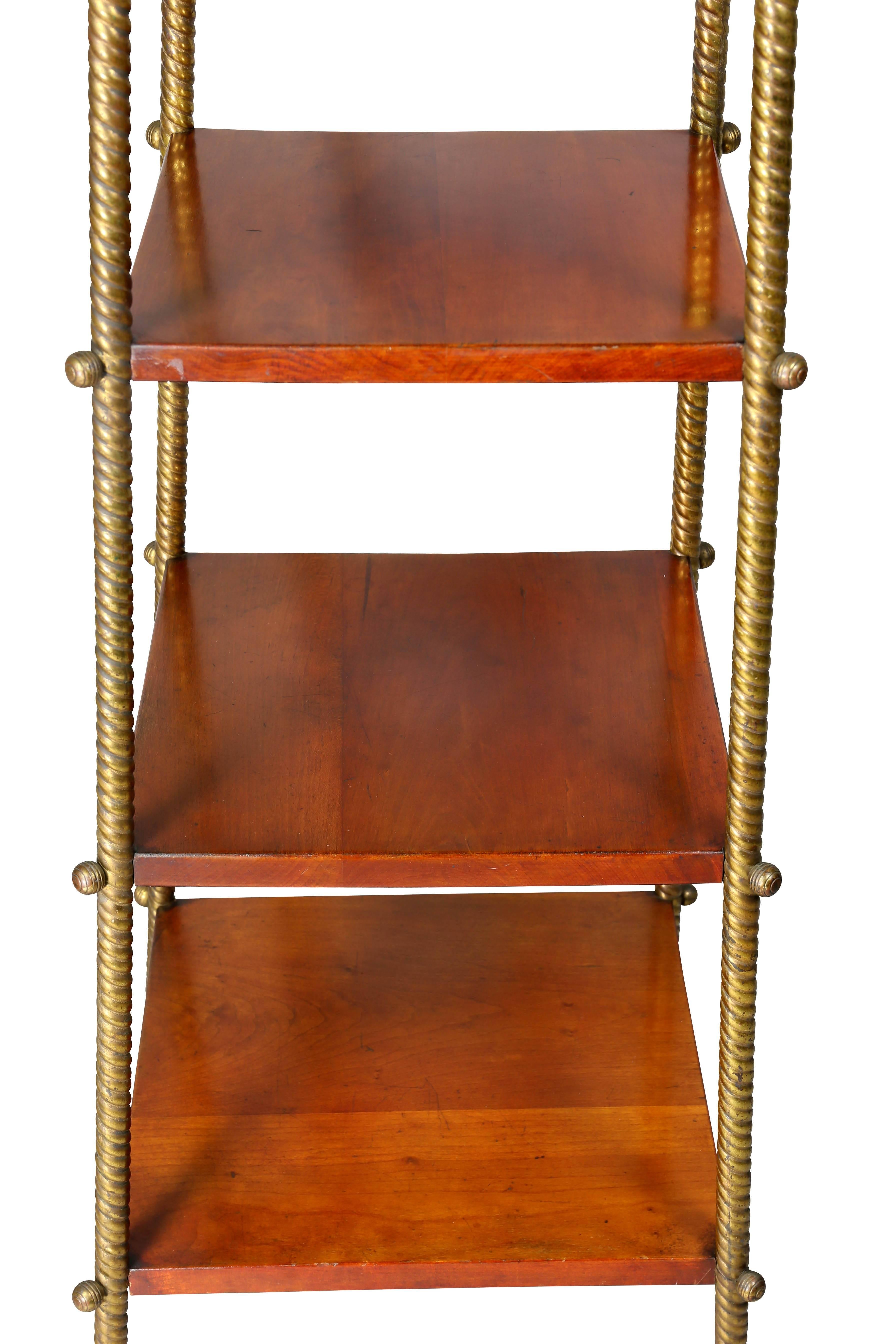 20th Century American Aesthetic Brass and Cherry Etagere