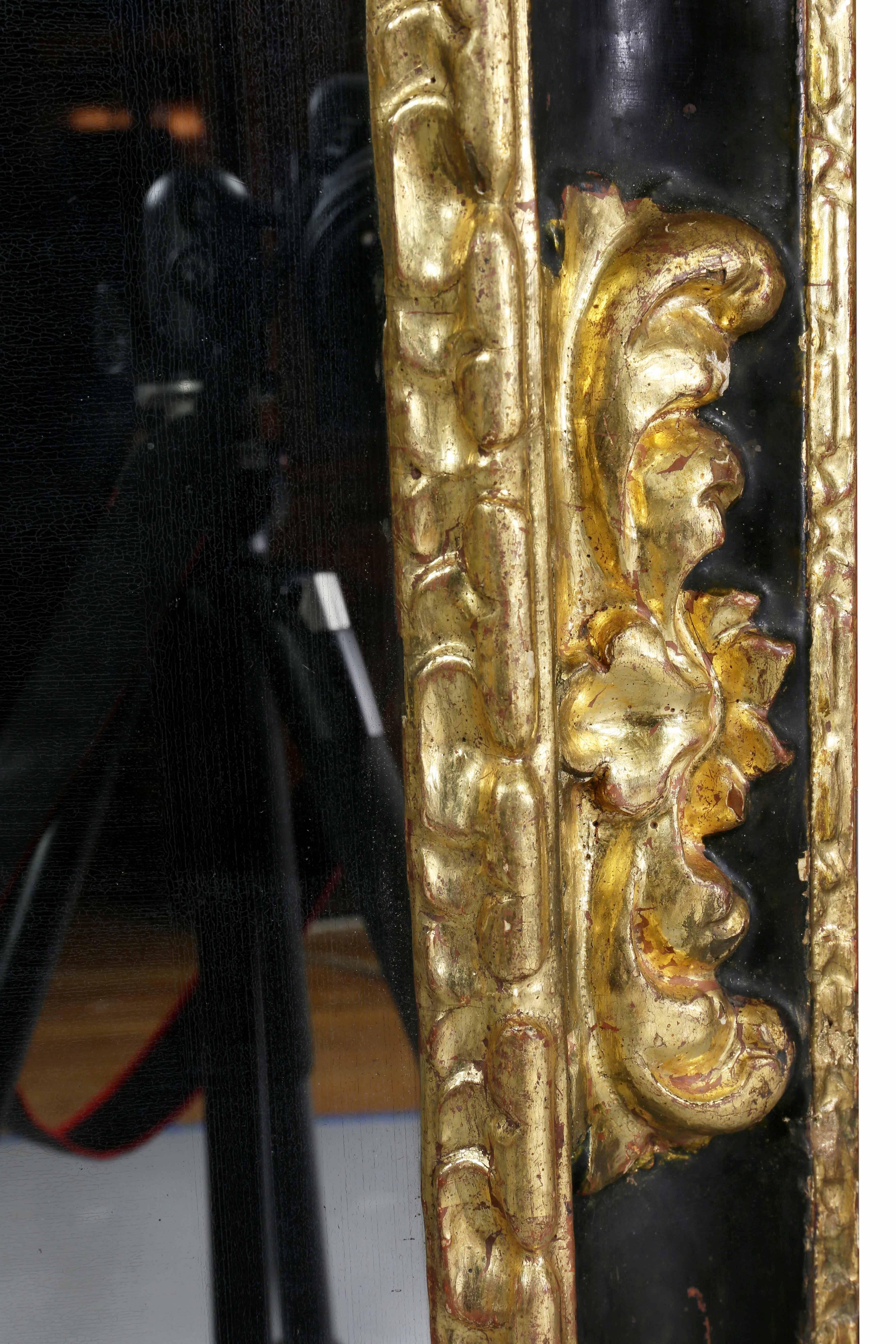 Spanish Baroque Ebonized and Giltwood Mirror 1