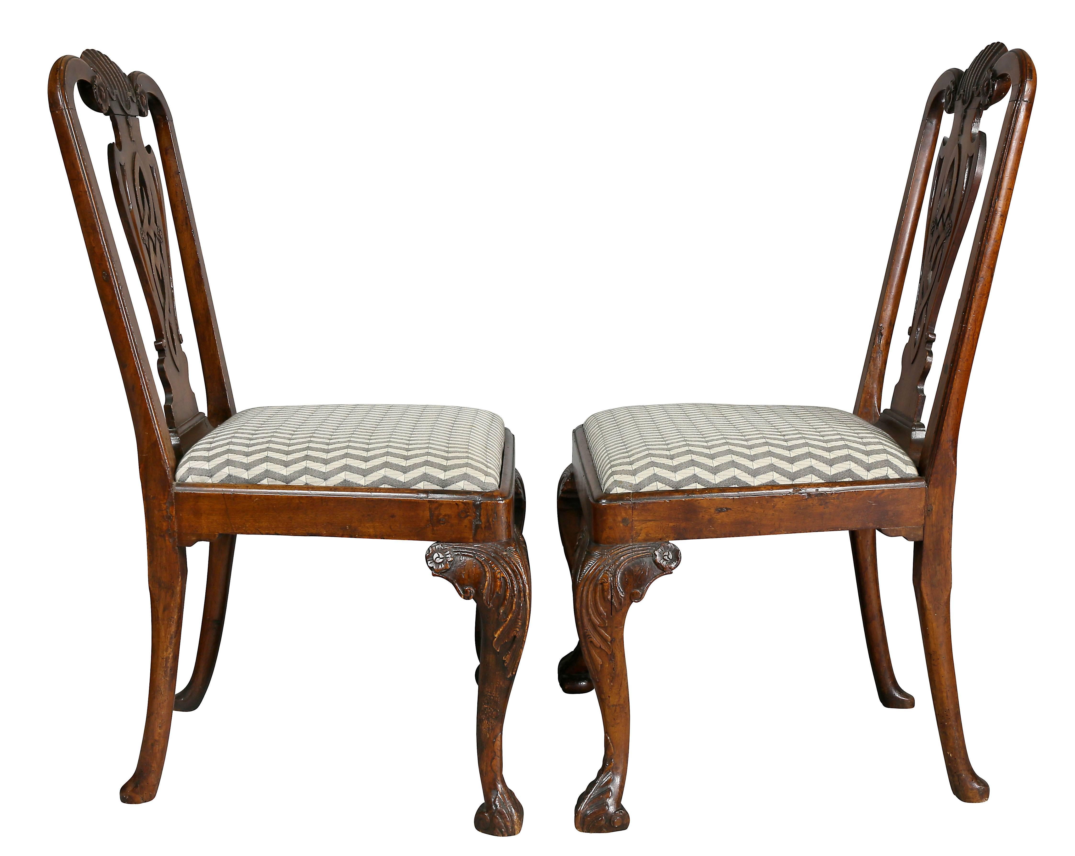 Pair of George II Walnut Side Chairs 2