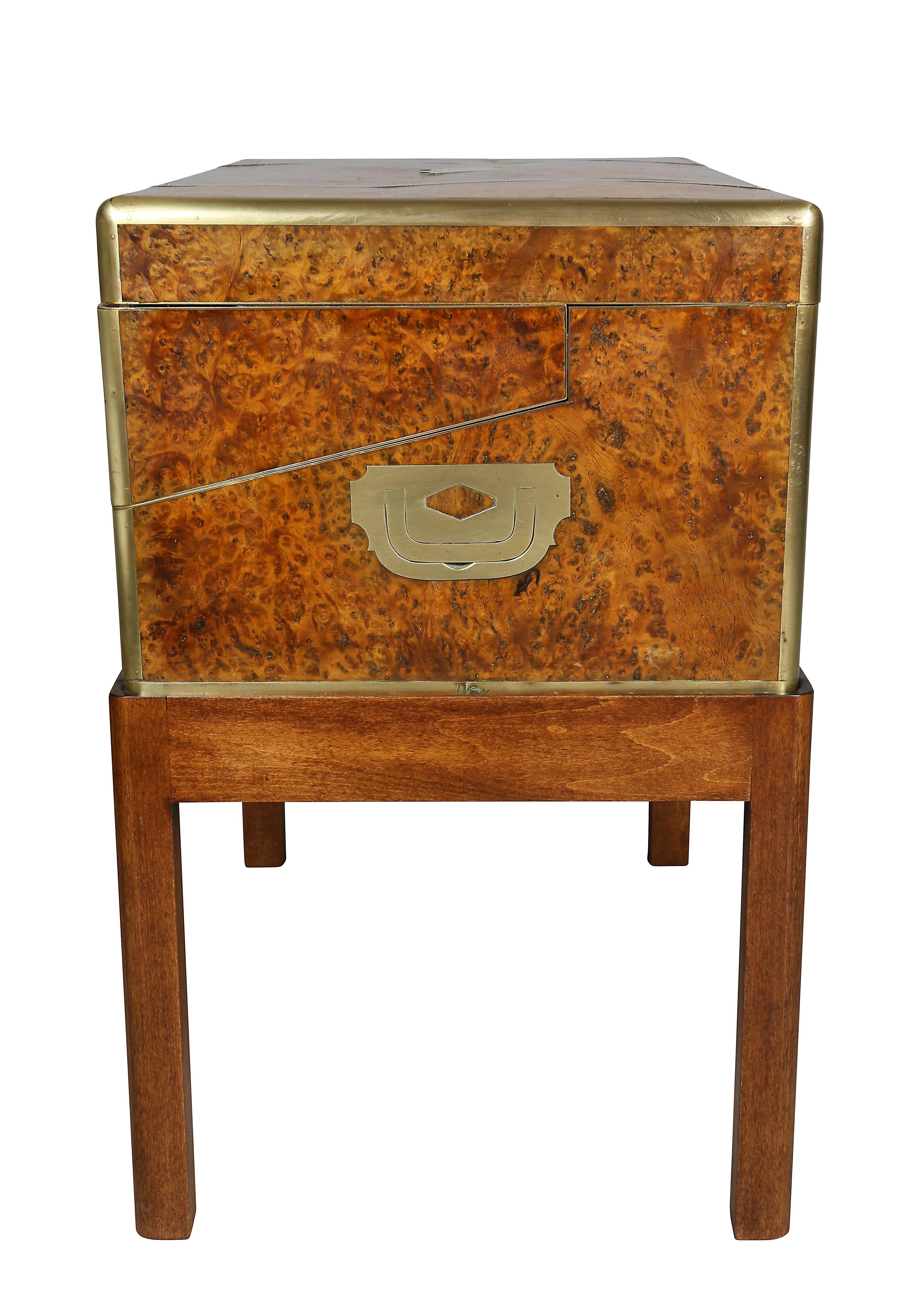 Regency Burl Elm Campaign Lap Desk on Stand 3