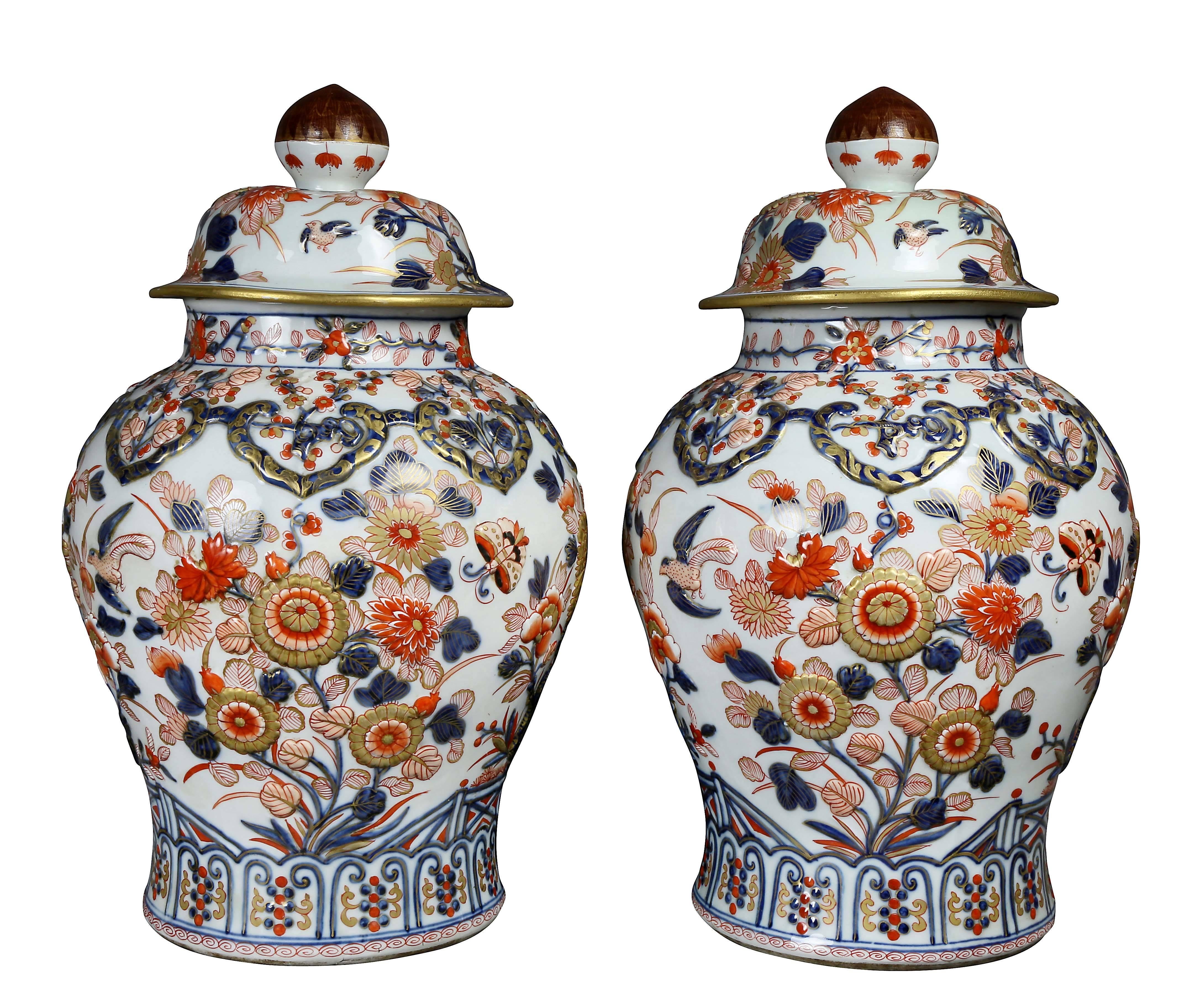 Pair of Samson Export Style Covered Temple Jars 1