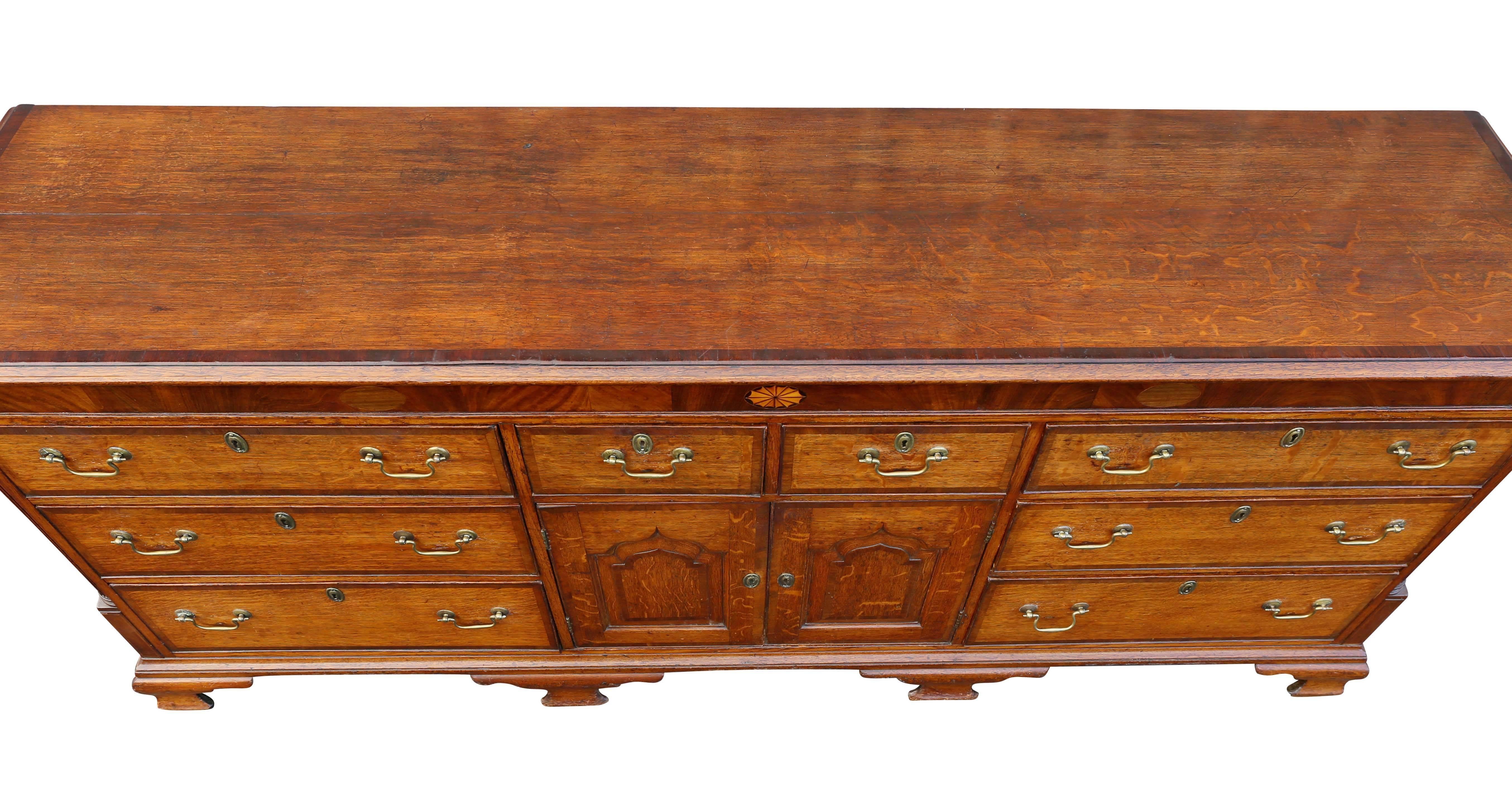 English George III Oak and Mahogany Dresser or Sideboard