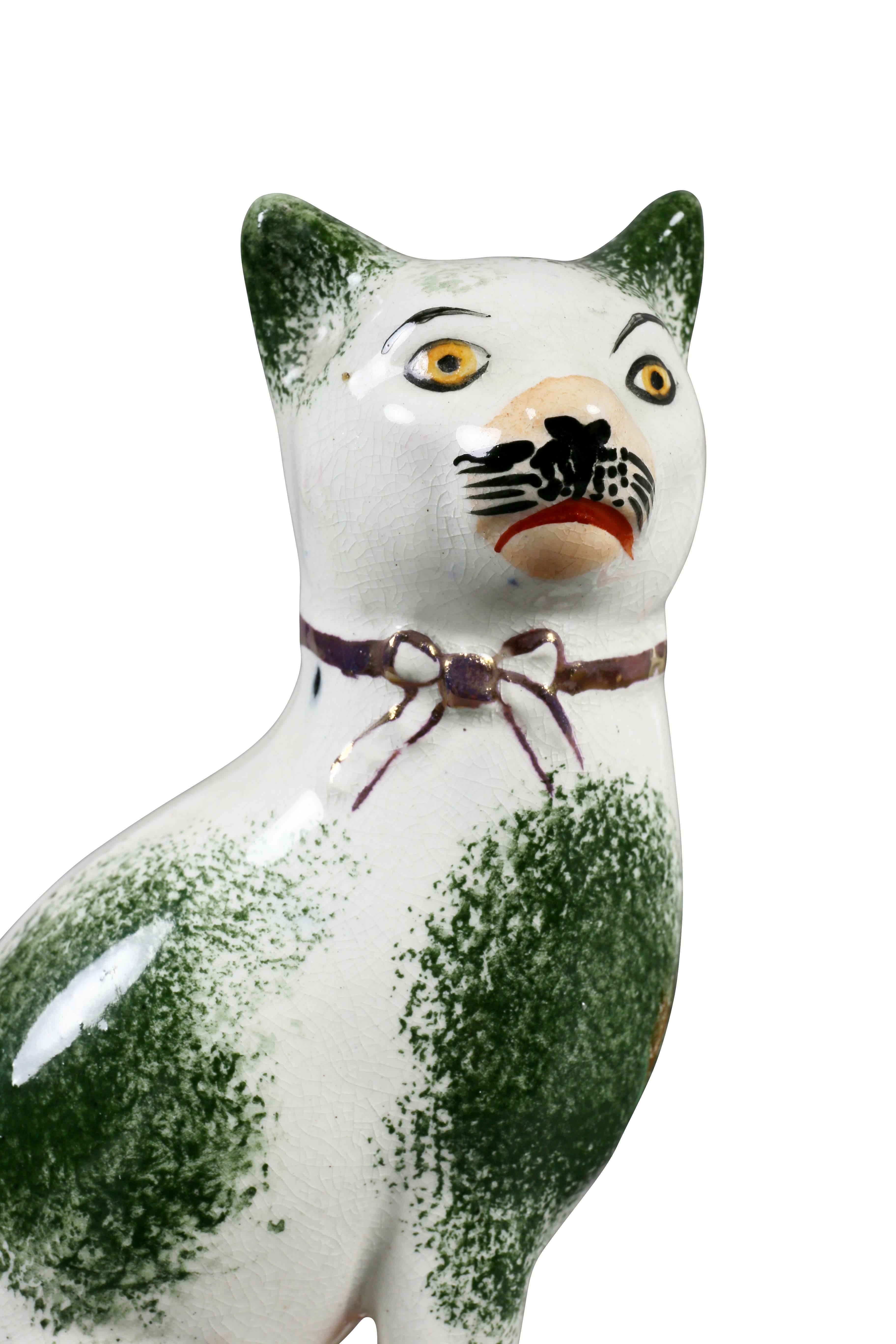 English Pair of Staffordshire Pottery Cats