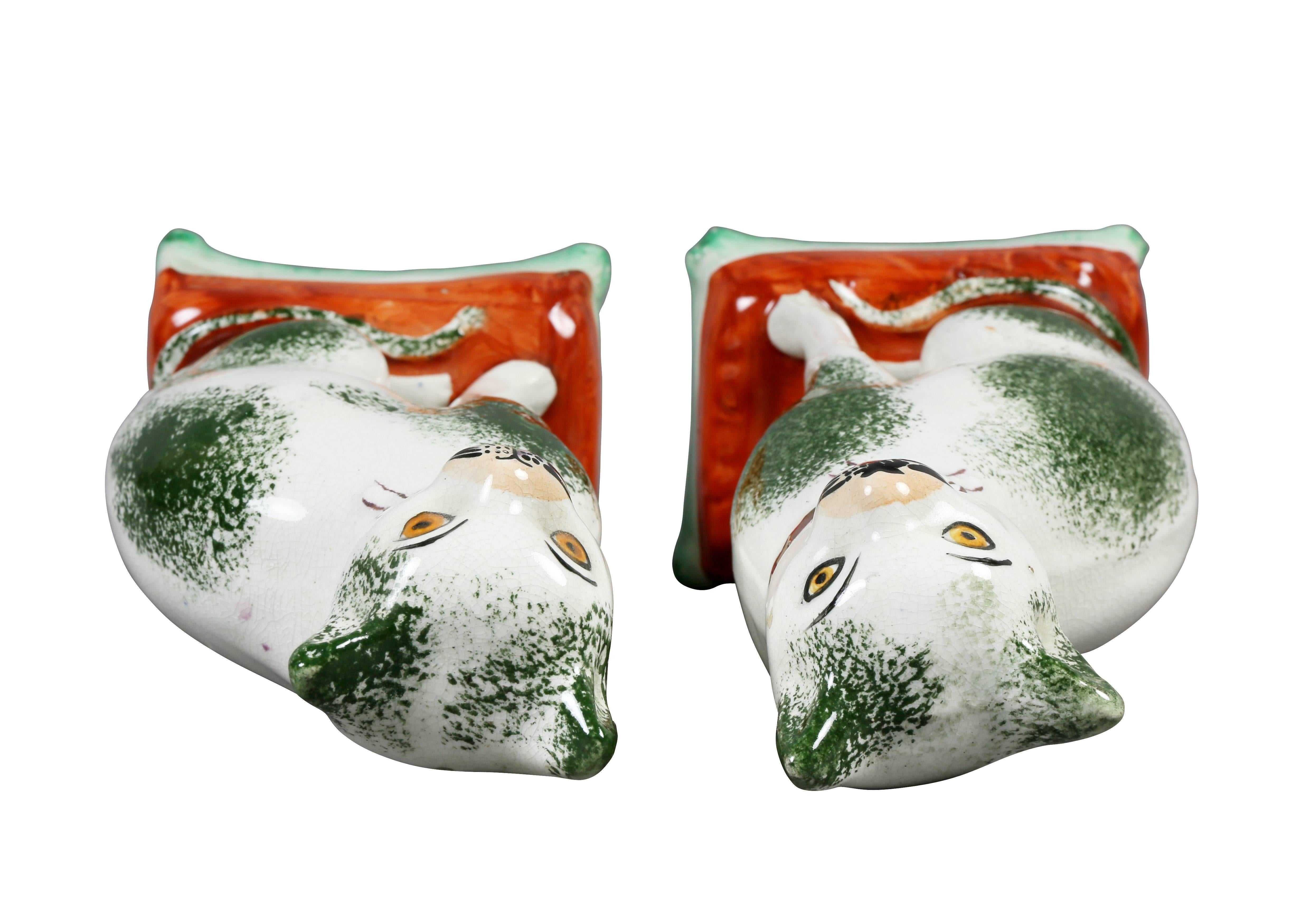 Pair of Staffordshire Pottery Cats 2