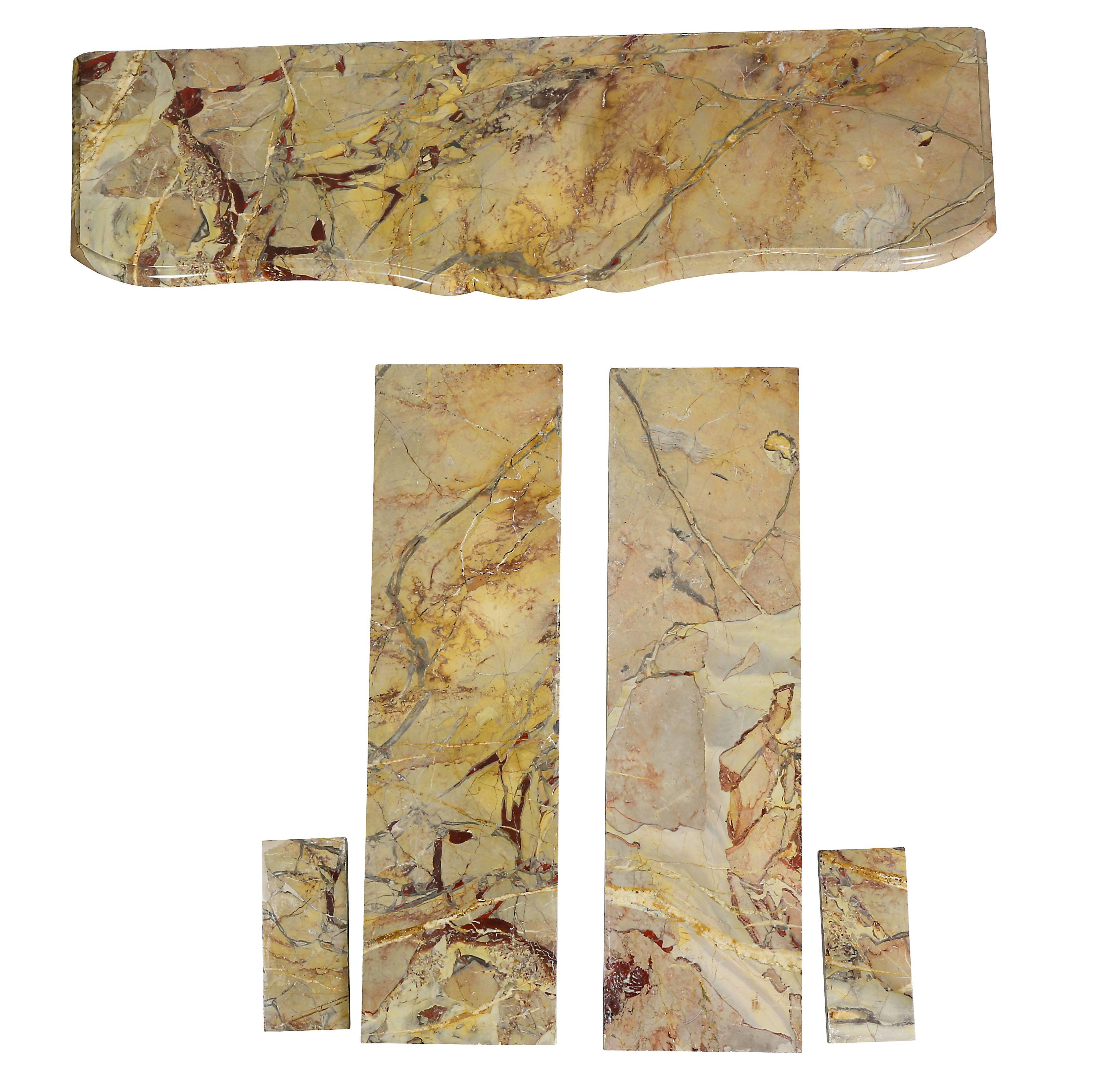 French Louis XV Style Sarrancolin Framboise Marble Mantlepiece For Sale