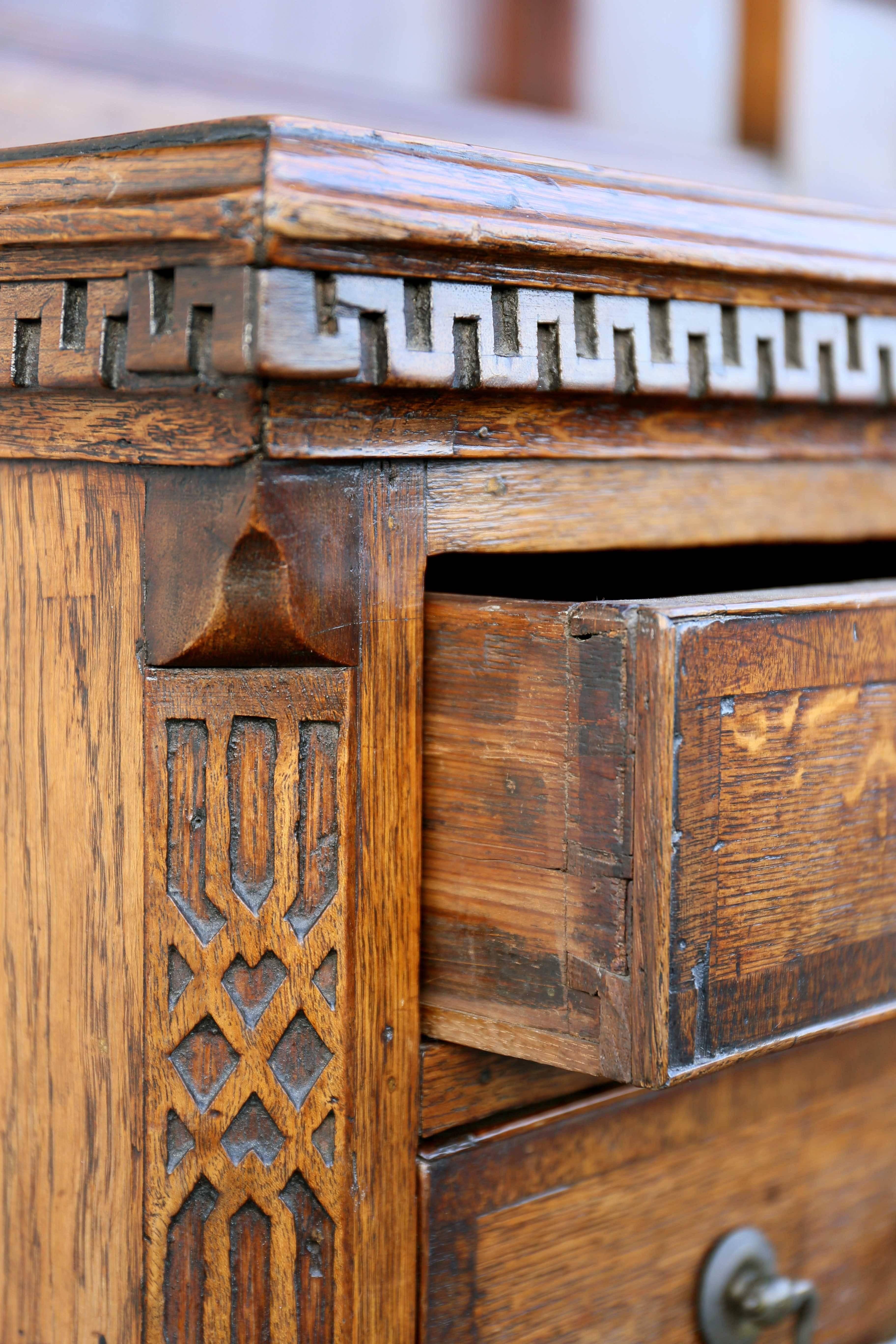 George III Oak and Inlaid Cupboard or Dresser 1