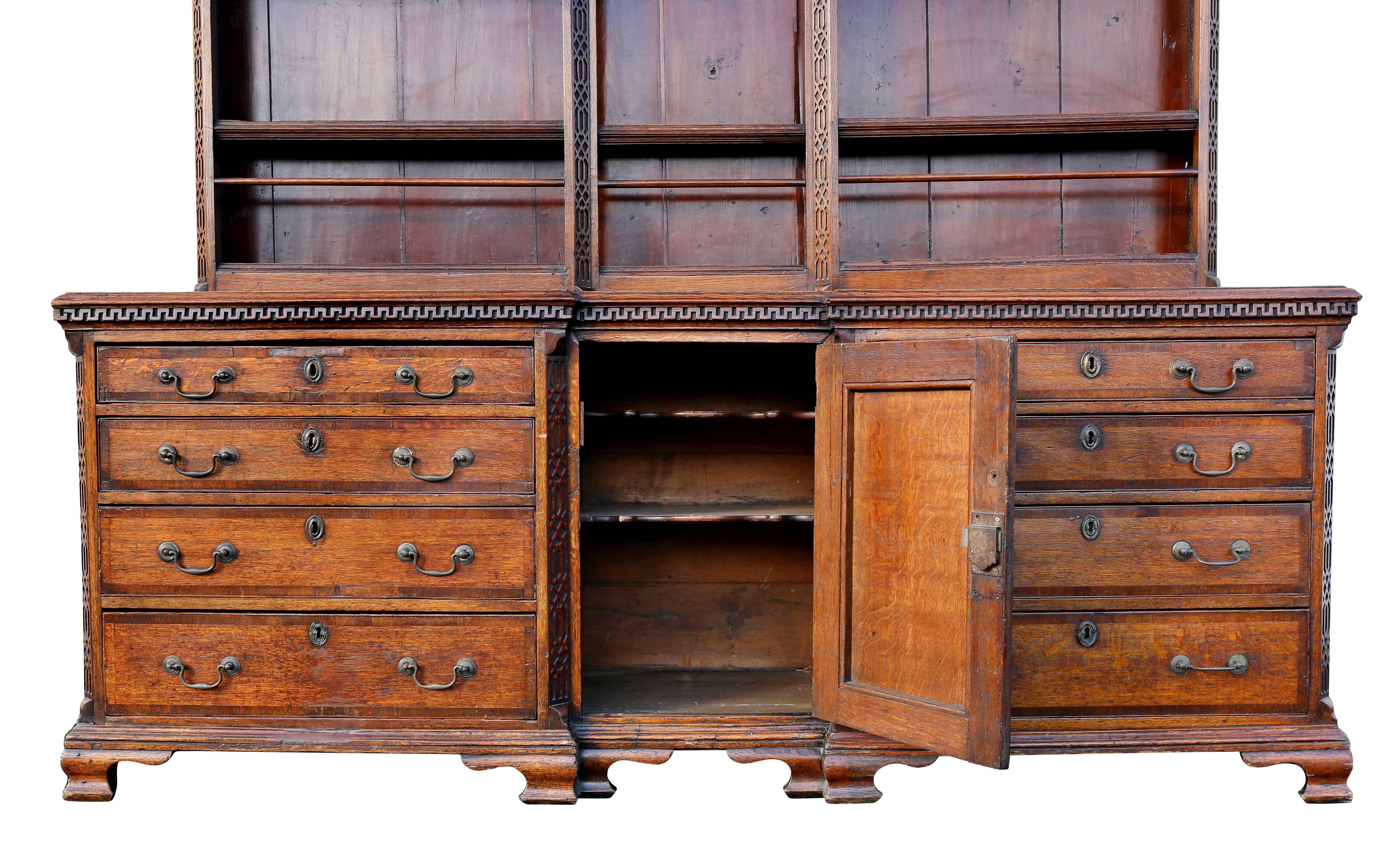 George III Oak and Inlaid Cupboard or Dresser In Good Condition In Essex, MA