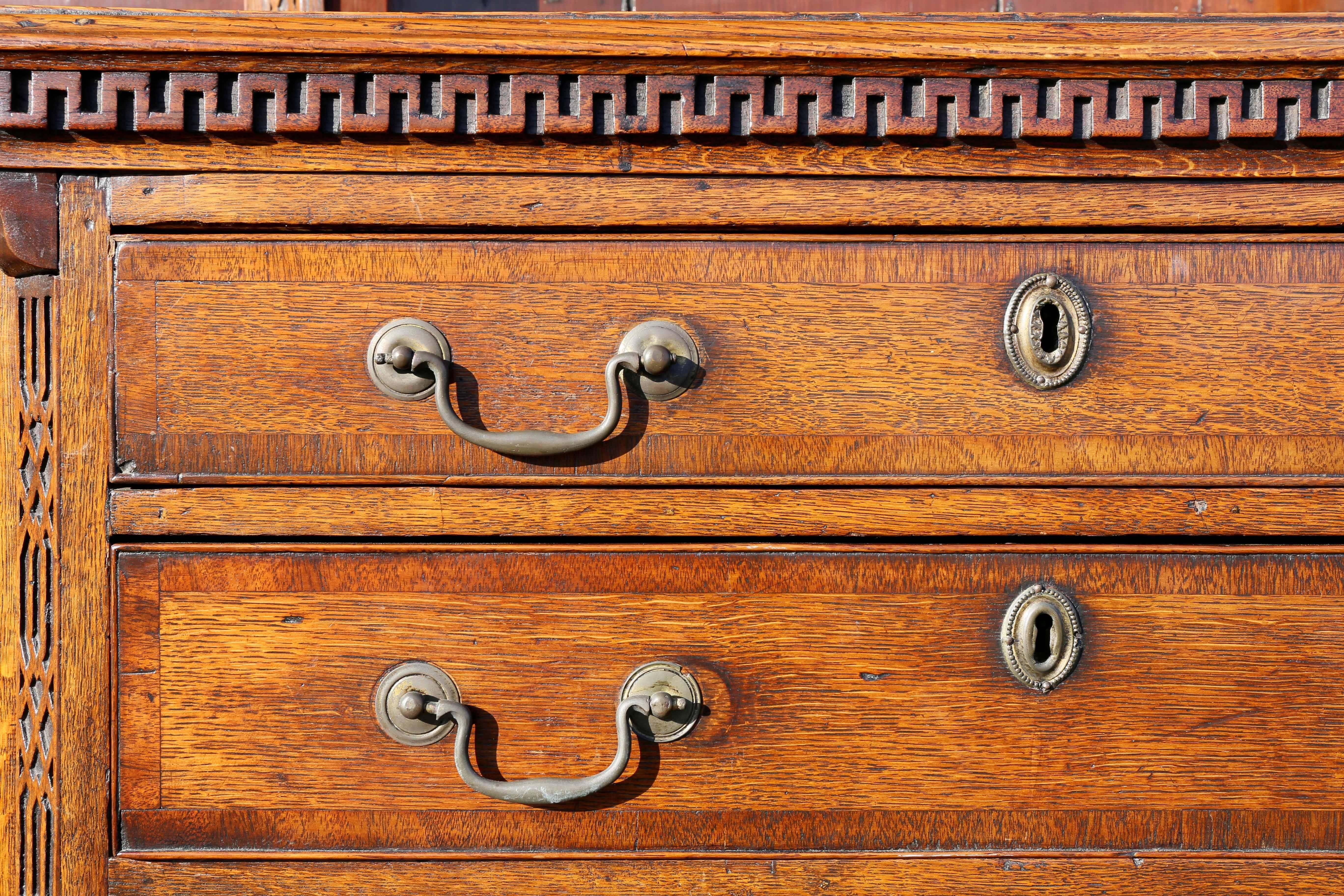 Mid-18th Century George III Oak and Inlaid Cupboard or Dresser