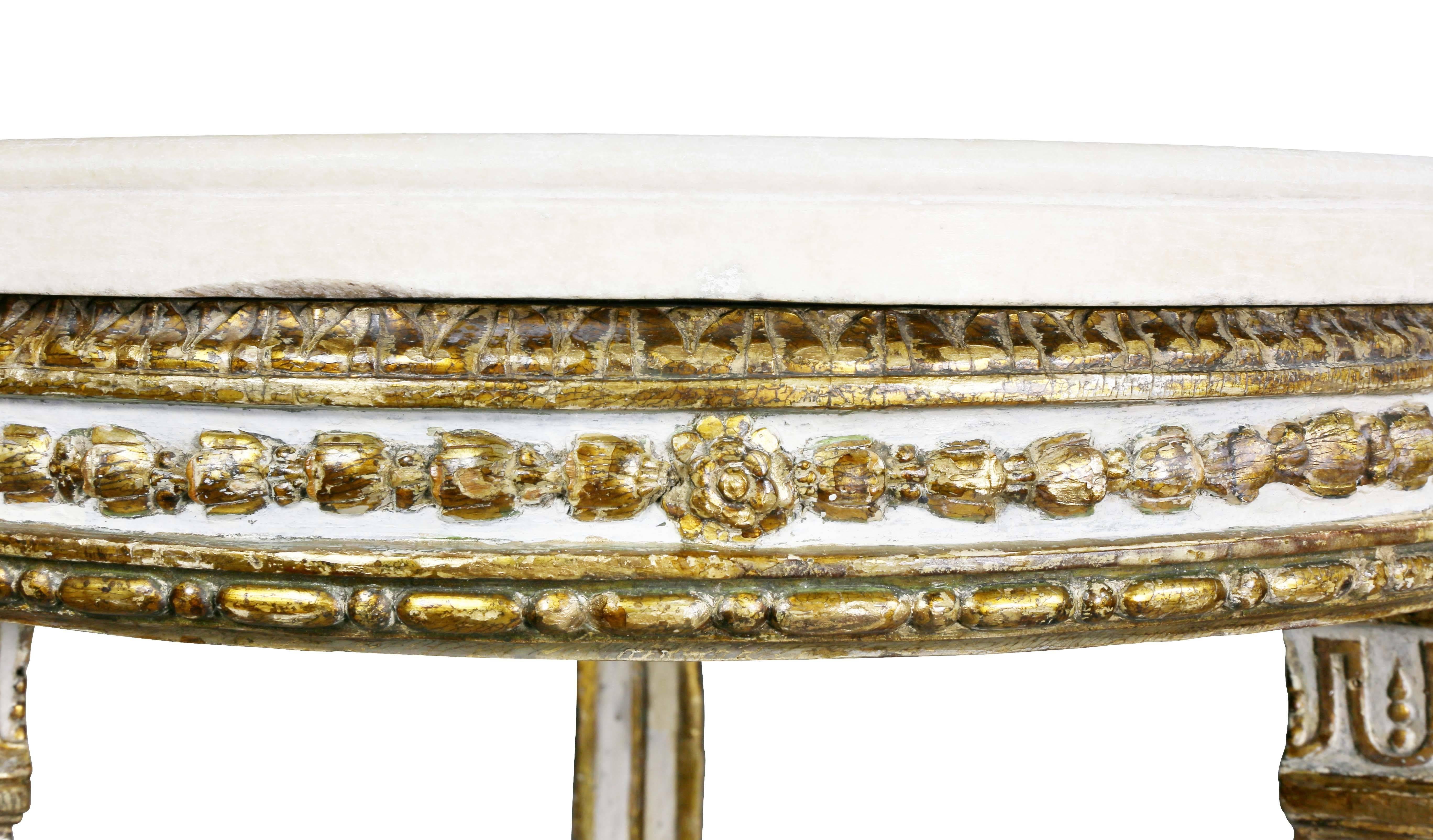 Early 19th Century Pair of Swedish Neoclassical Giltwood and Painted Torchere For Sale