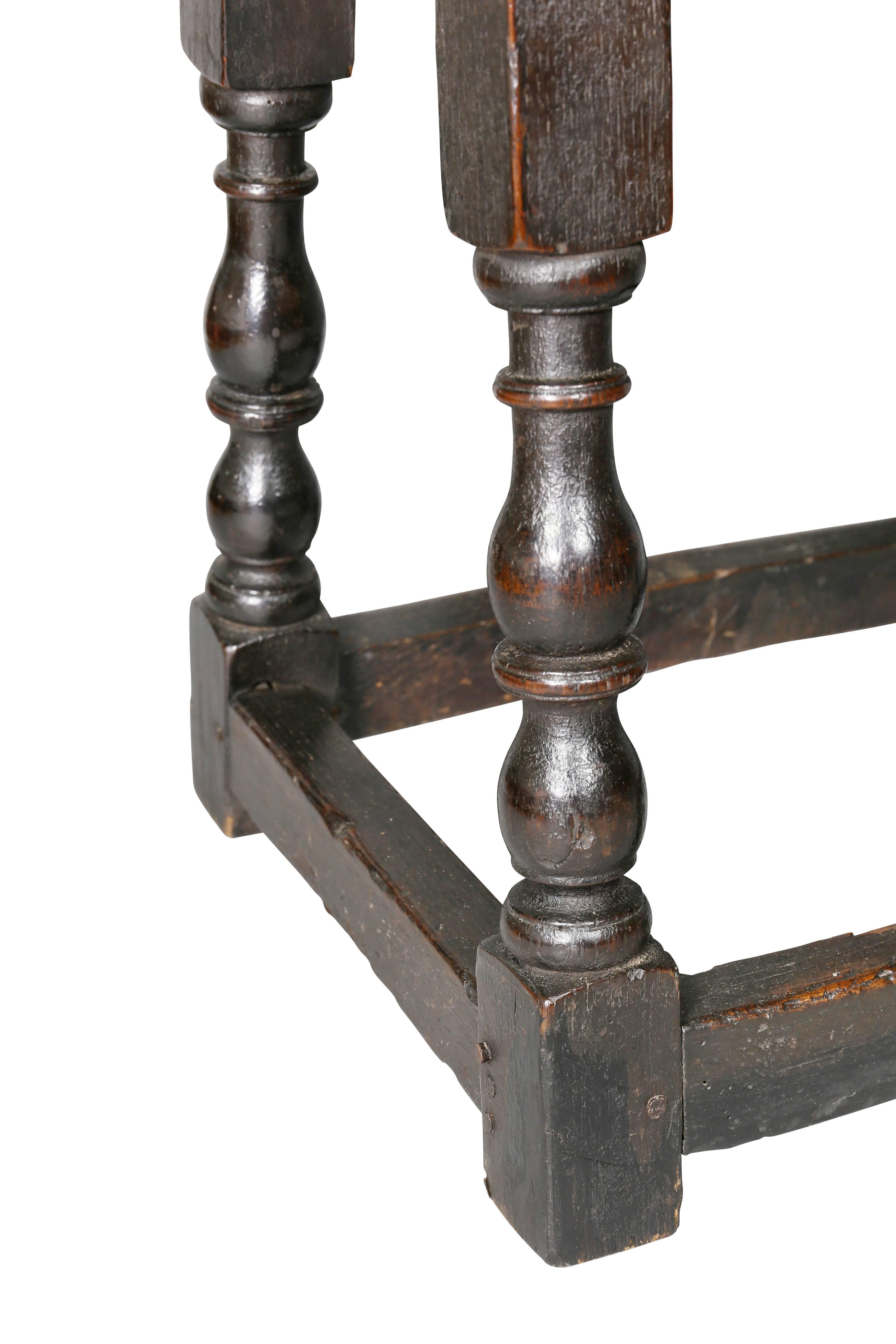 Jacobean Oak Joint Stool In Good Condition In Essex, MA