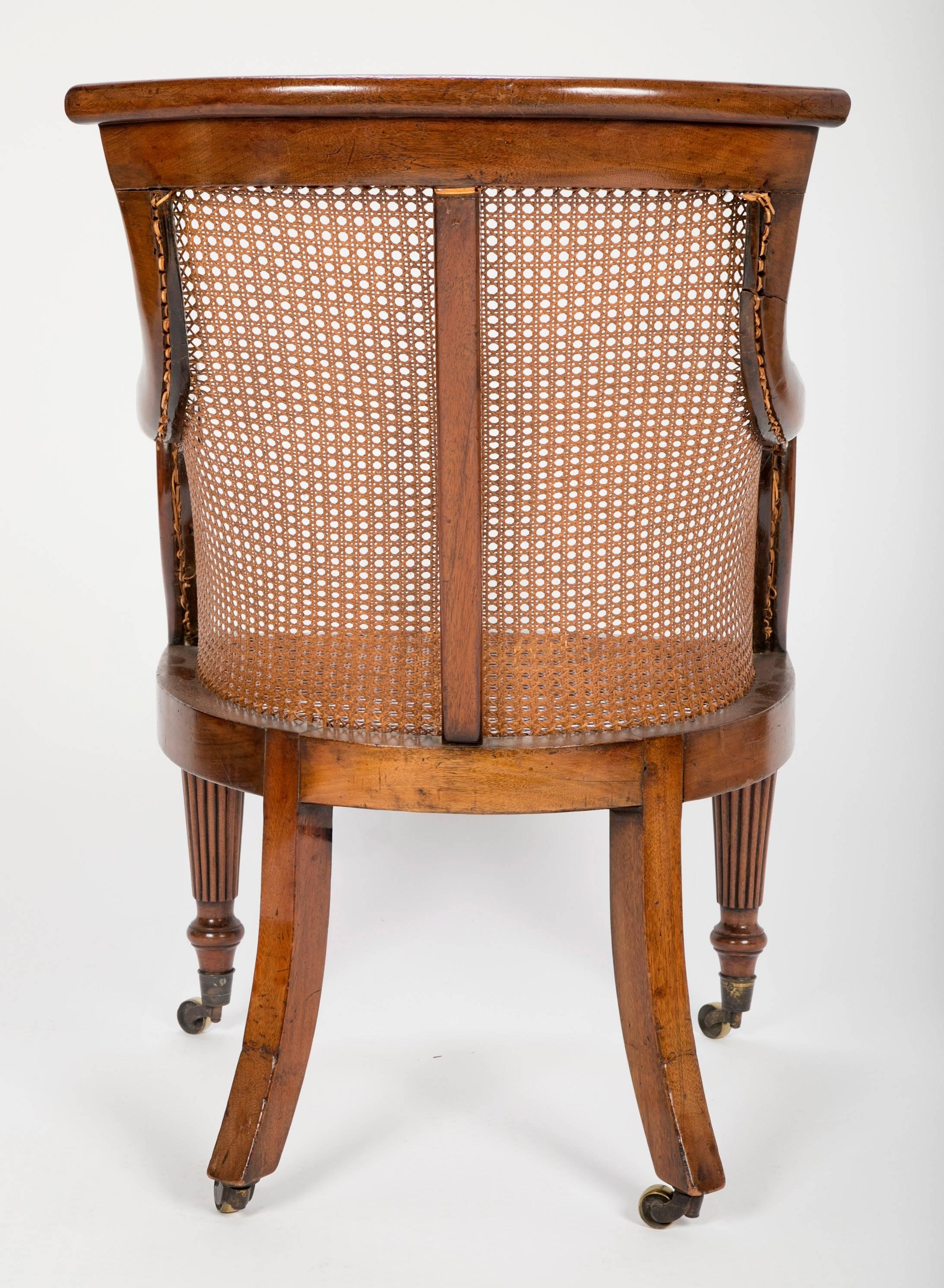 Pair of Late Regency Mahogany and Caned Bergere Chairs 5