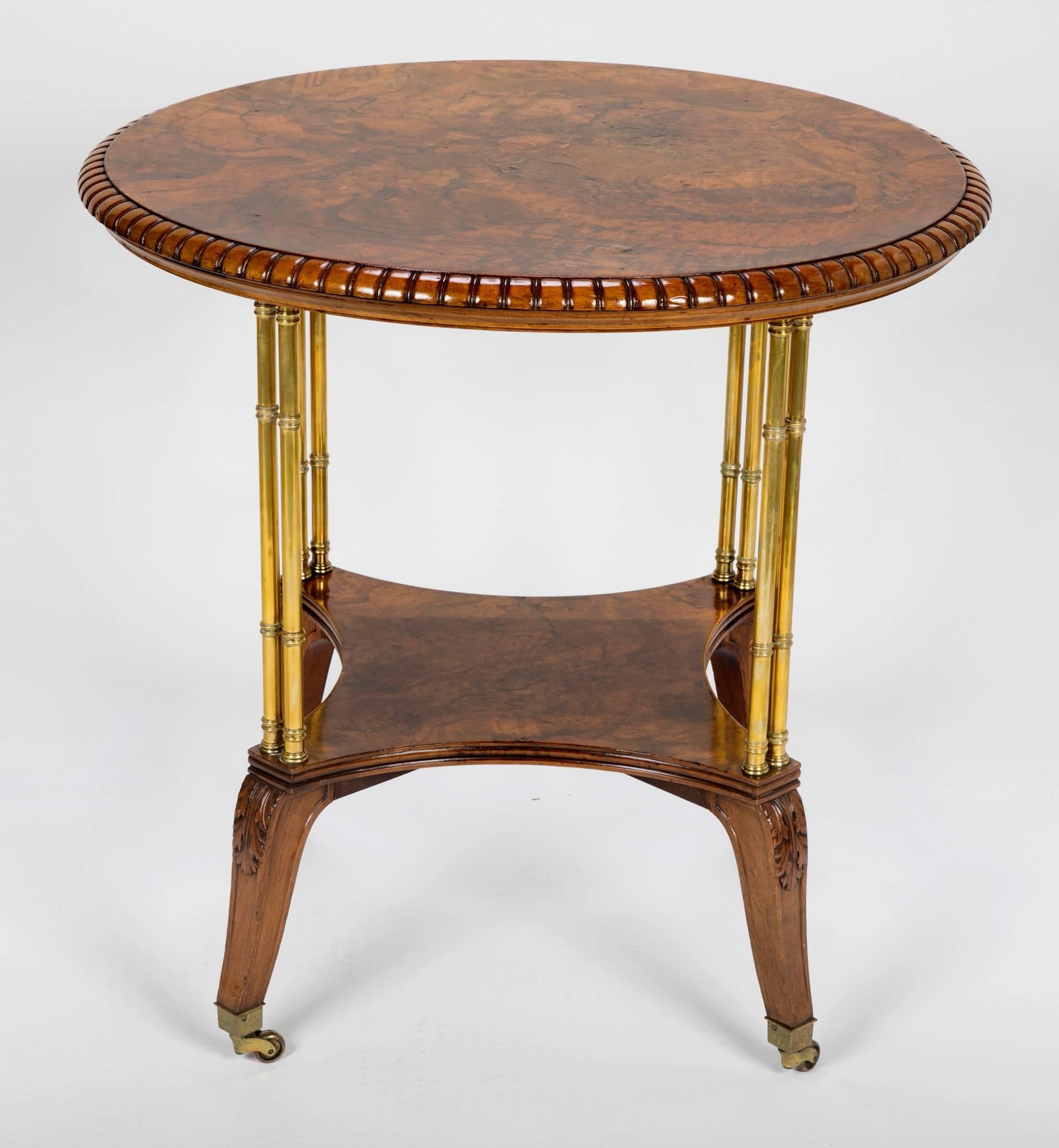 19th Century Victorian Burl Walnut Table by Holland & Sons
